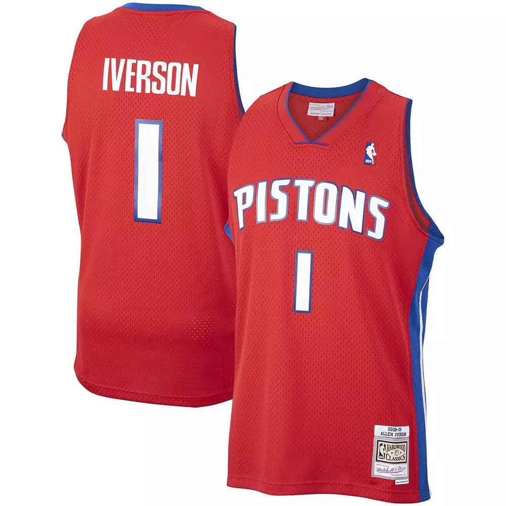 Men's Mitchell & Ness Allen Iverson Red Detroit Pistons Hardwood Classics Swingman Jersey, Size: Medium, Pis Red Product Image