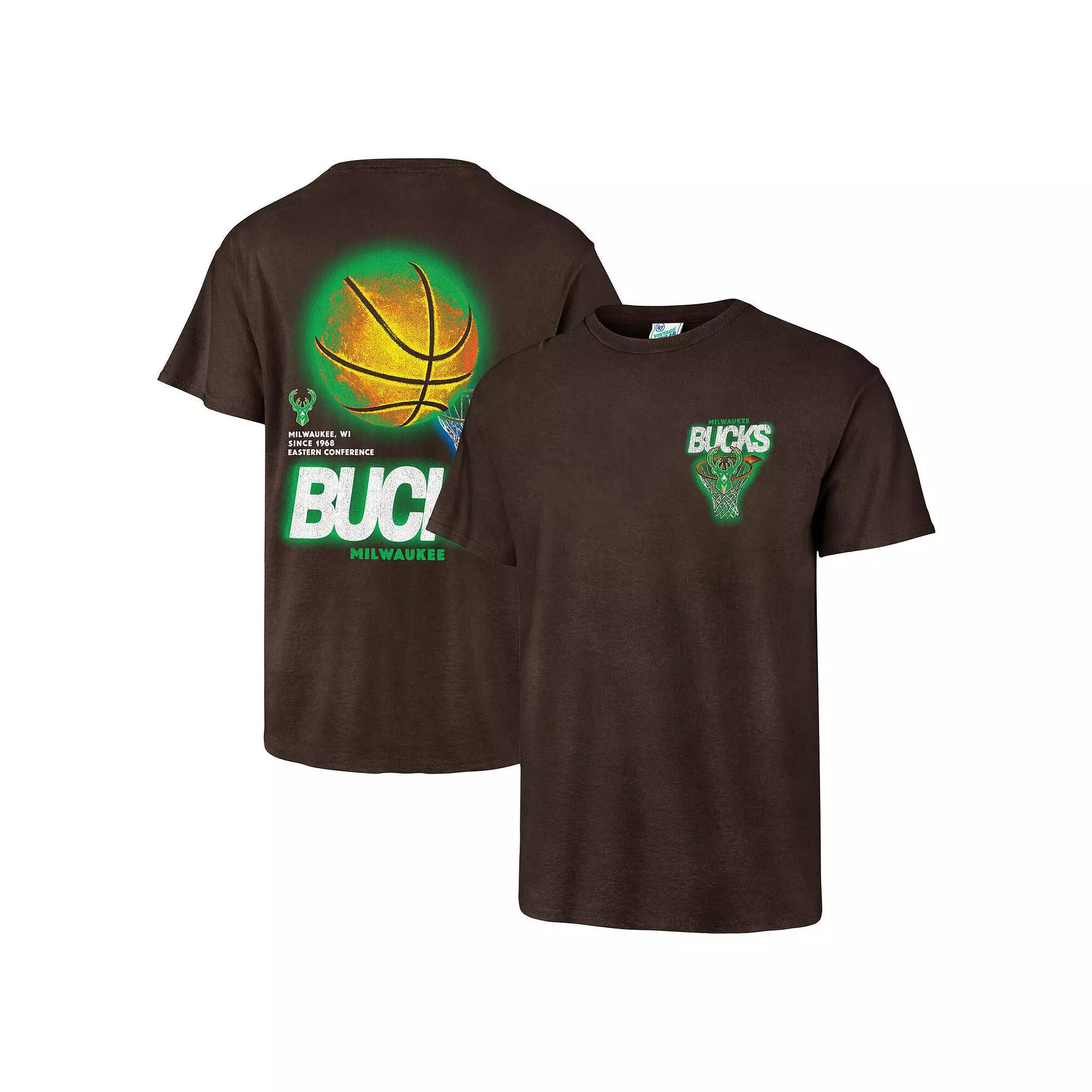 Men's '47 Brown Milwaukee Bucks Vintage Tubular Dagger Tradition Premium T-Shirt, Size: Small Product Image