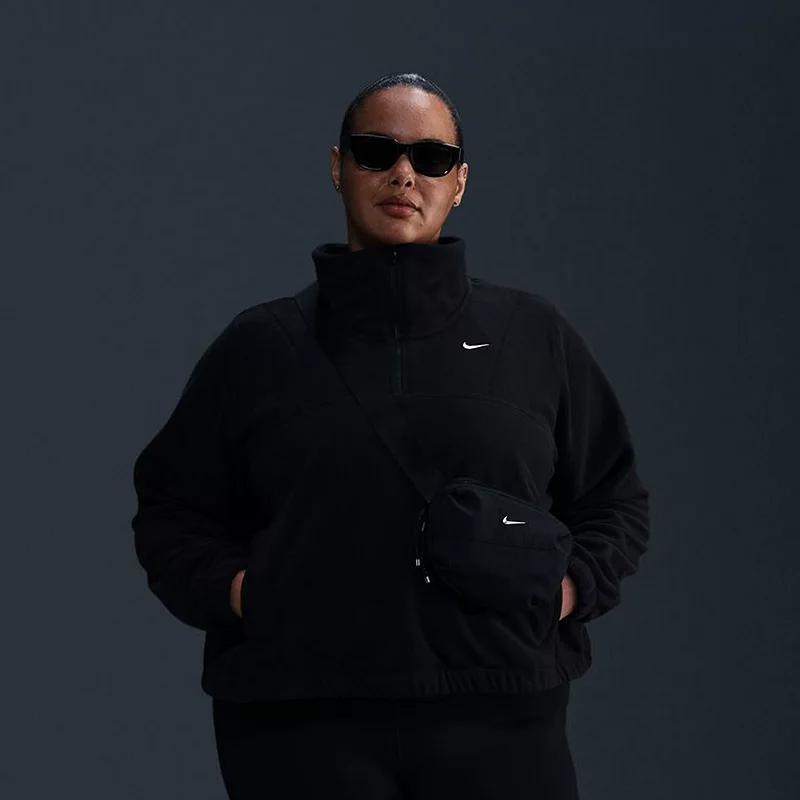 Plus Size Nike One Therma-FIT Oversized Half-Zip Fleece Top, Women's, Size: 0X, Black Product Image