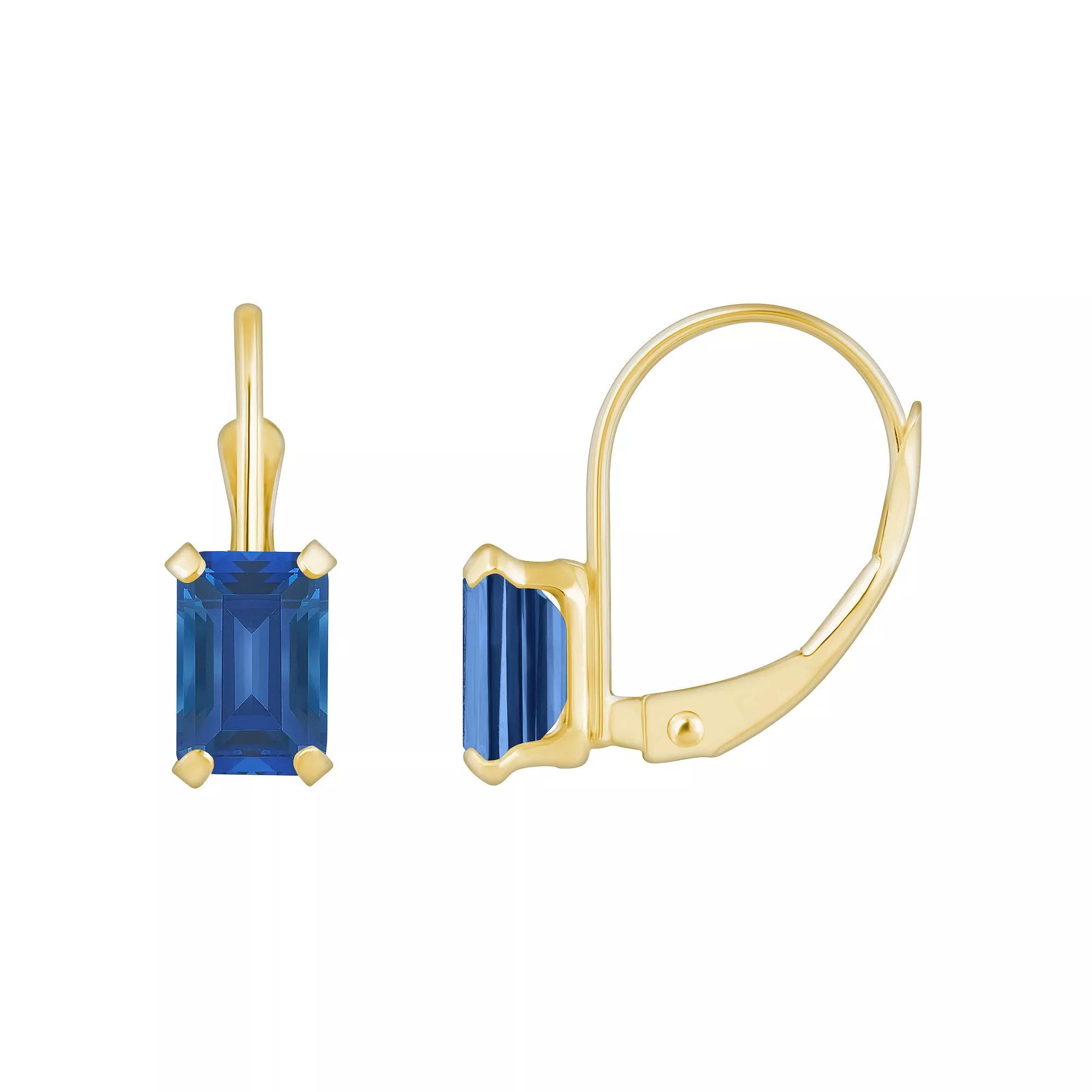 Celebration Gems 10k Gold Emerald Cut Onyx Leverback Earrings, Women's Product Image