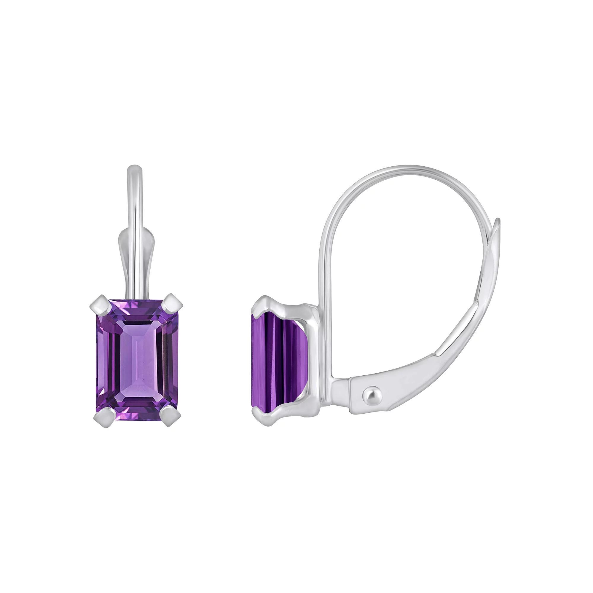 Celebration Gems 10k Gold Emerald Cut Onyx Leverback Earrings, Women's Product Image