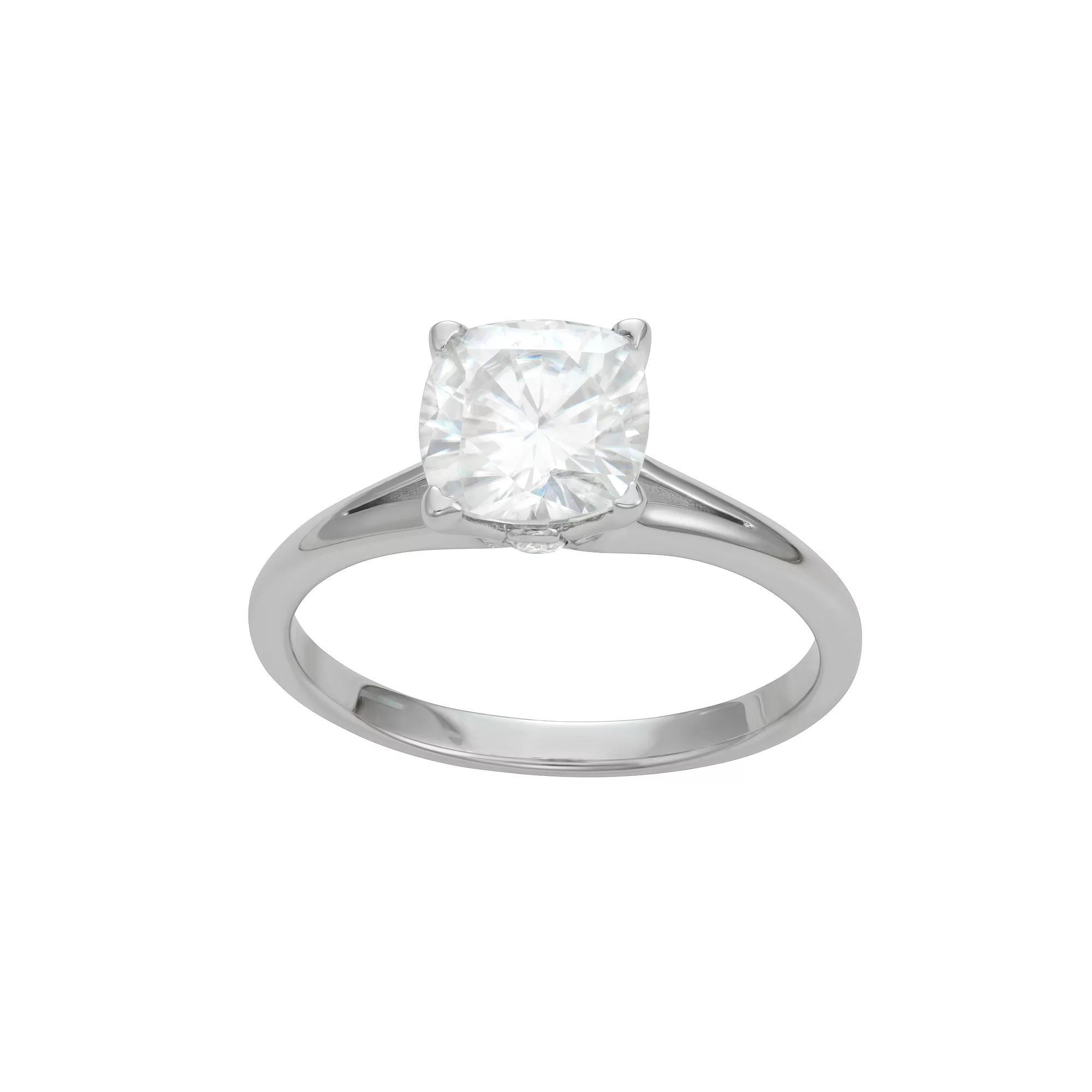 Charles & Colvard 14k Gold 2 Carat T.W. Cushion Lab-Created Moissanite Solitaire Ring, Women's, Size: 9, White Product Image