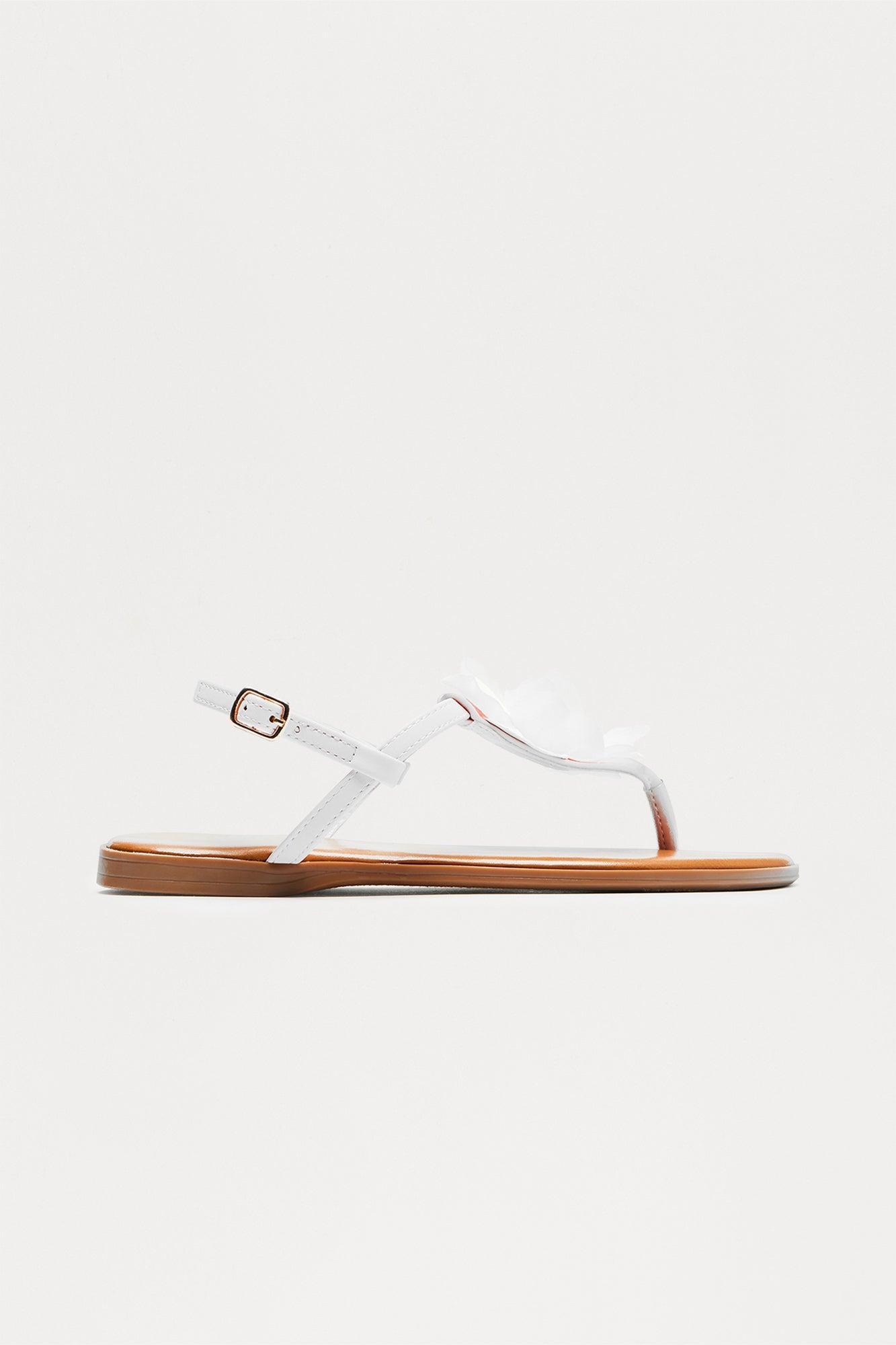 Addie Flower Sandals - White Product Image