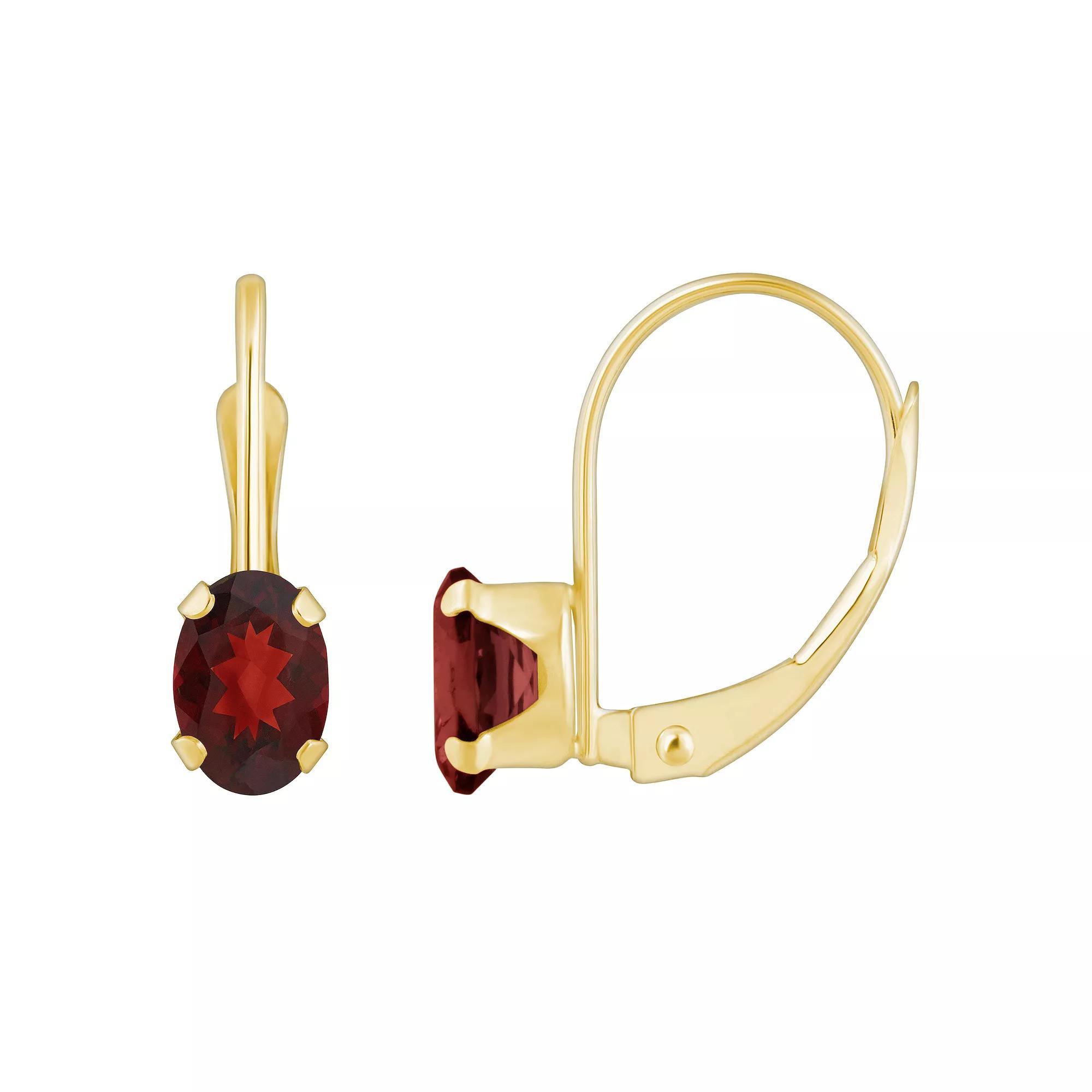 Celebration Gems 10k Gold Oval Garnet Leverback Earrings, Women's, 10k Whgold Product Image