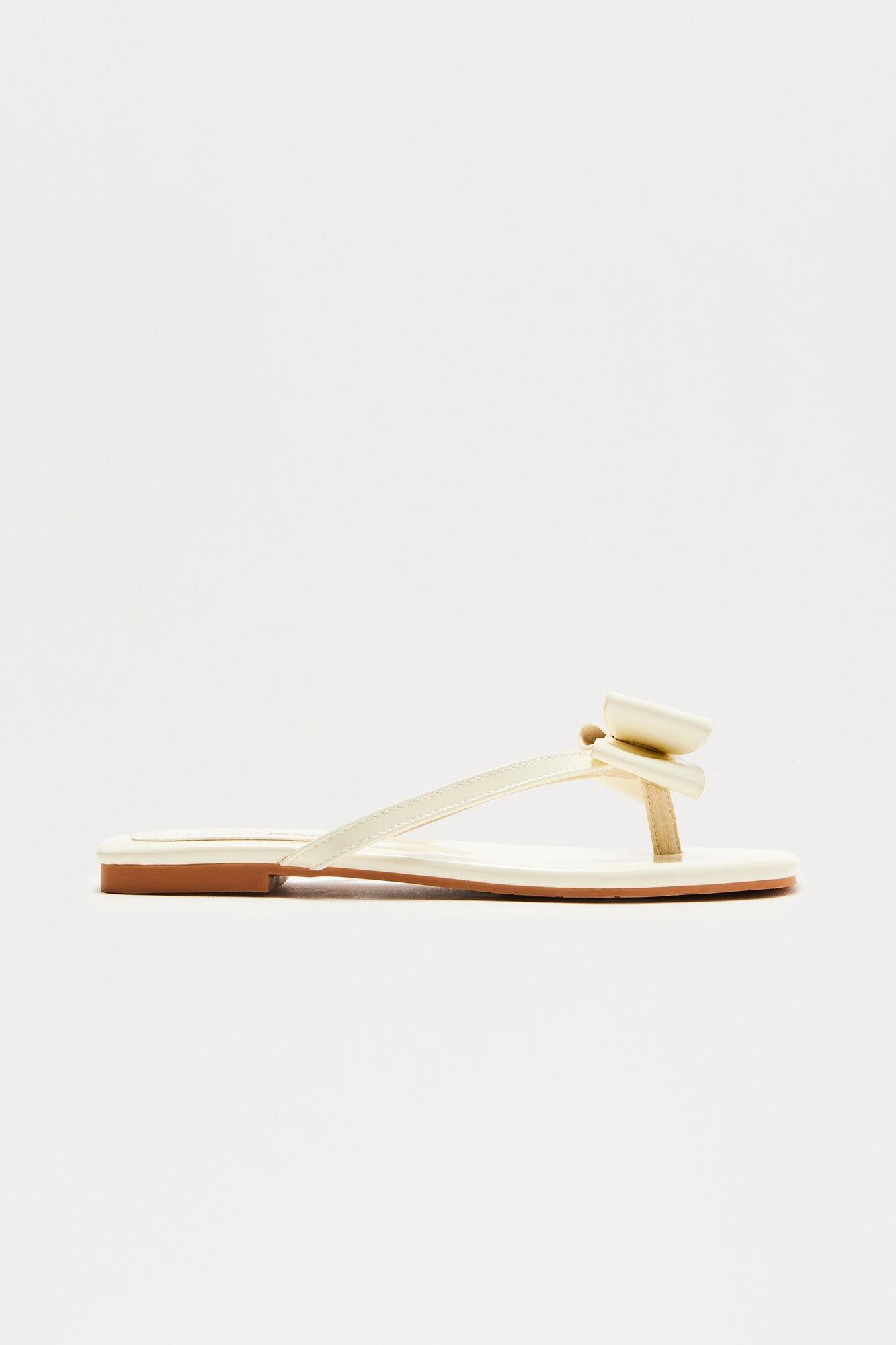 Silvie Bow Patent Sandals - Cream Product Image