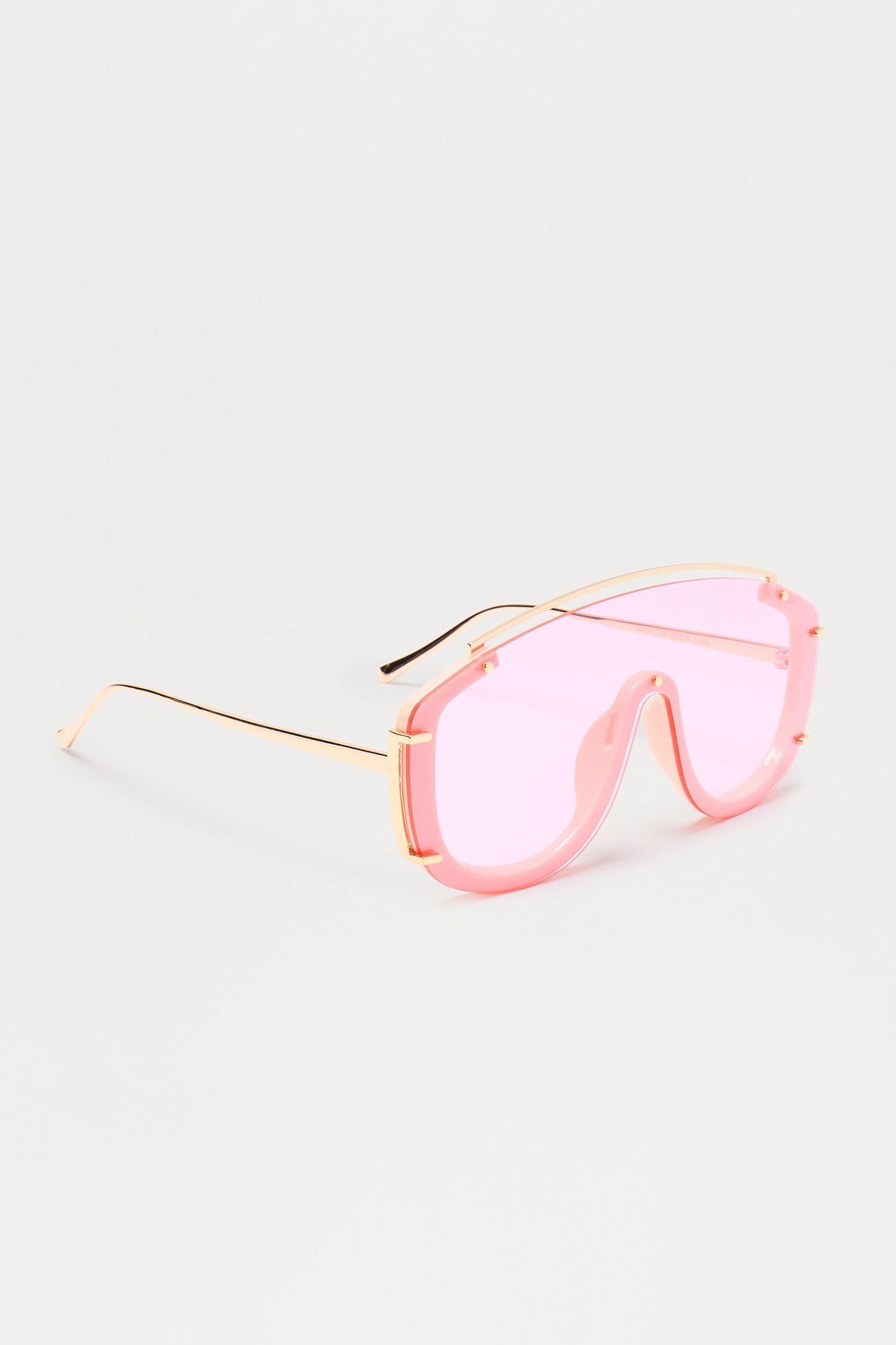 Keep Them Cute Shield Sunglasses - Pink Female Product Image