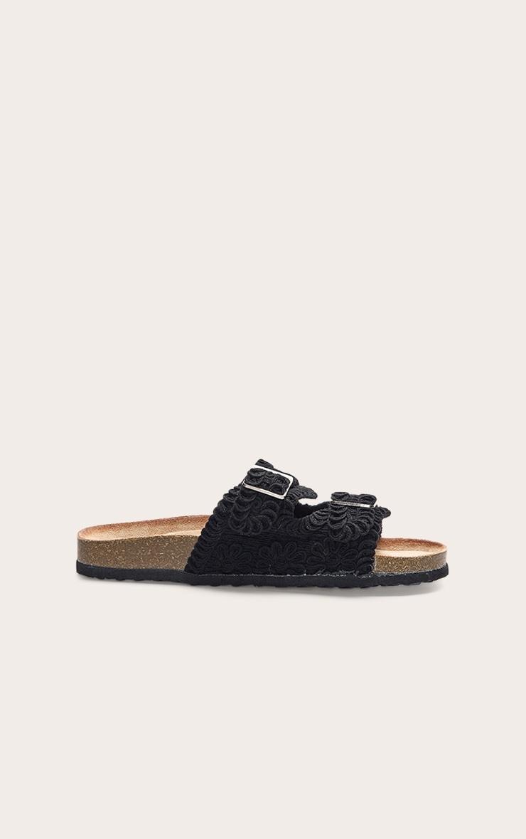 Black Crochet Knit Footbed Sandals Product Image