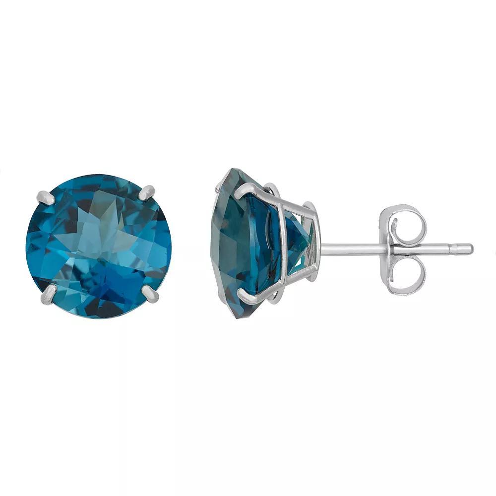 Designs by Gioelli London Blue Topaz 10k White Gold Stud Earrings, Women's Product Image