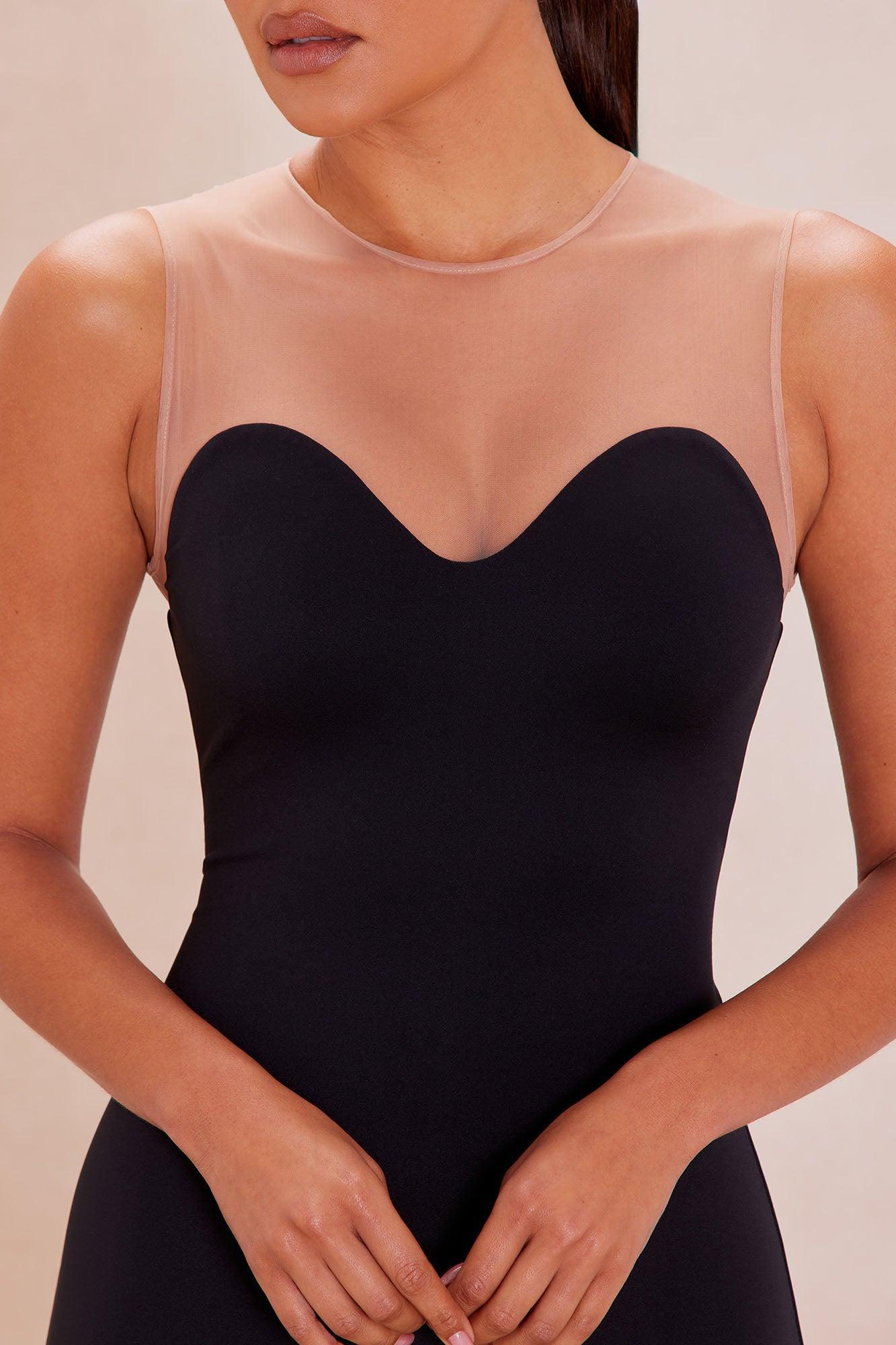 Michelle Mesh Cut Out Midi Dress - Black Product Image