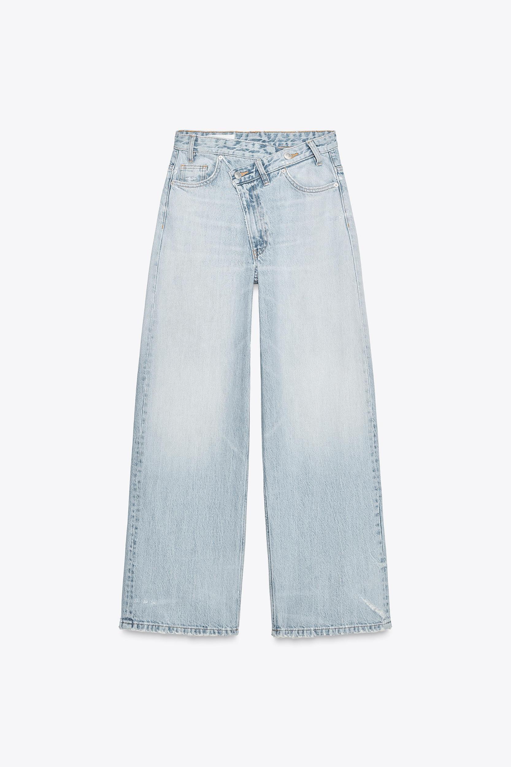 TRF HIGH WAIST CROSSOVER WAIST WIDE LEG JEANS Product Image