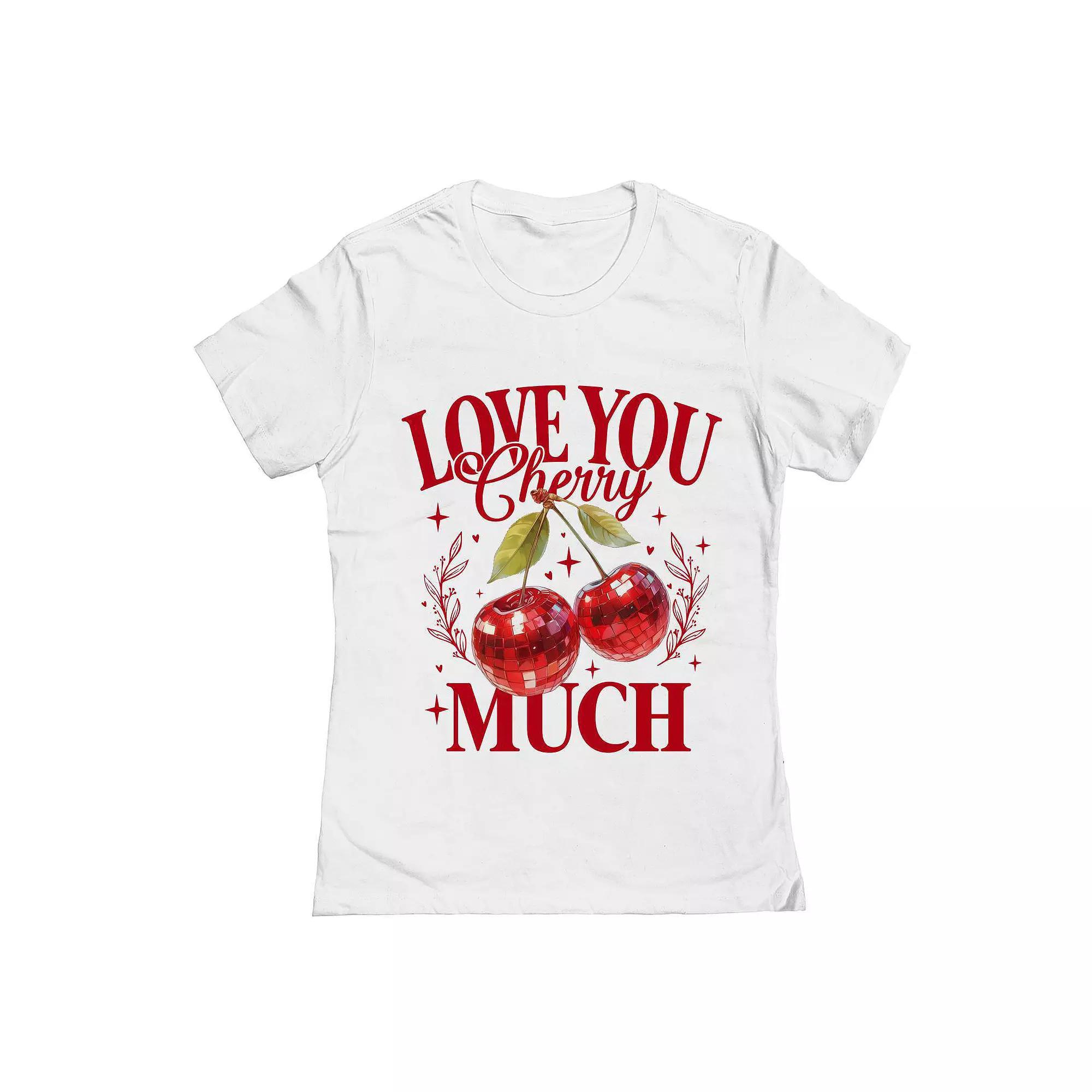 Junior's I Love You Cherry Much Valentine's Day Graphic Tee, Women's, Size: Medium, White Product Image