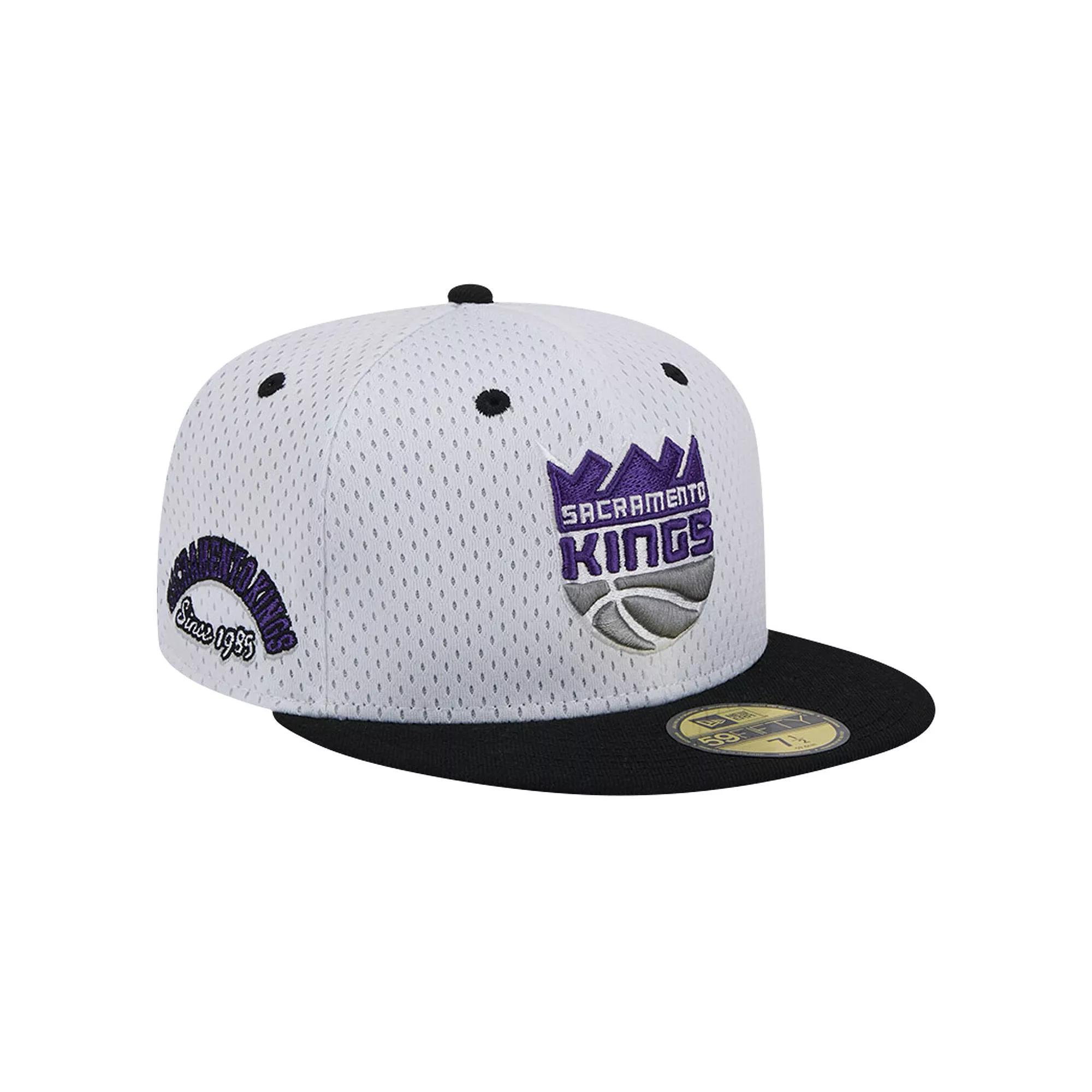Men's New Era White/Black Sacramento Kings Throwback 2Tone 59FIFTY Fitted Hat, Size: 7, Kng White Product Image