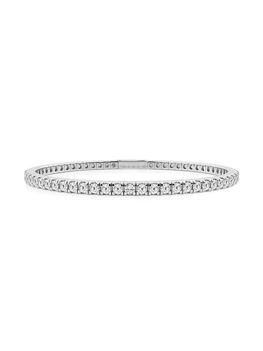 Womens 14K White Gold & Round Lab-Grown Diamond Flexible Tennis Bangle/2.00-5.00 TCW Product Image