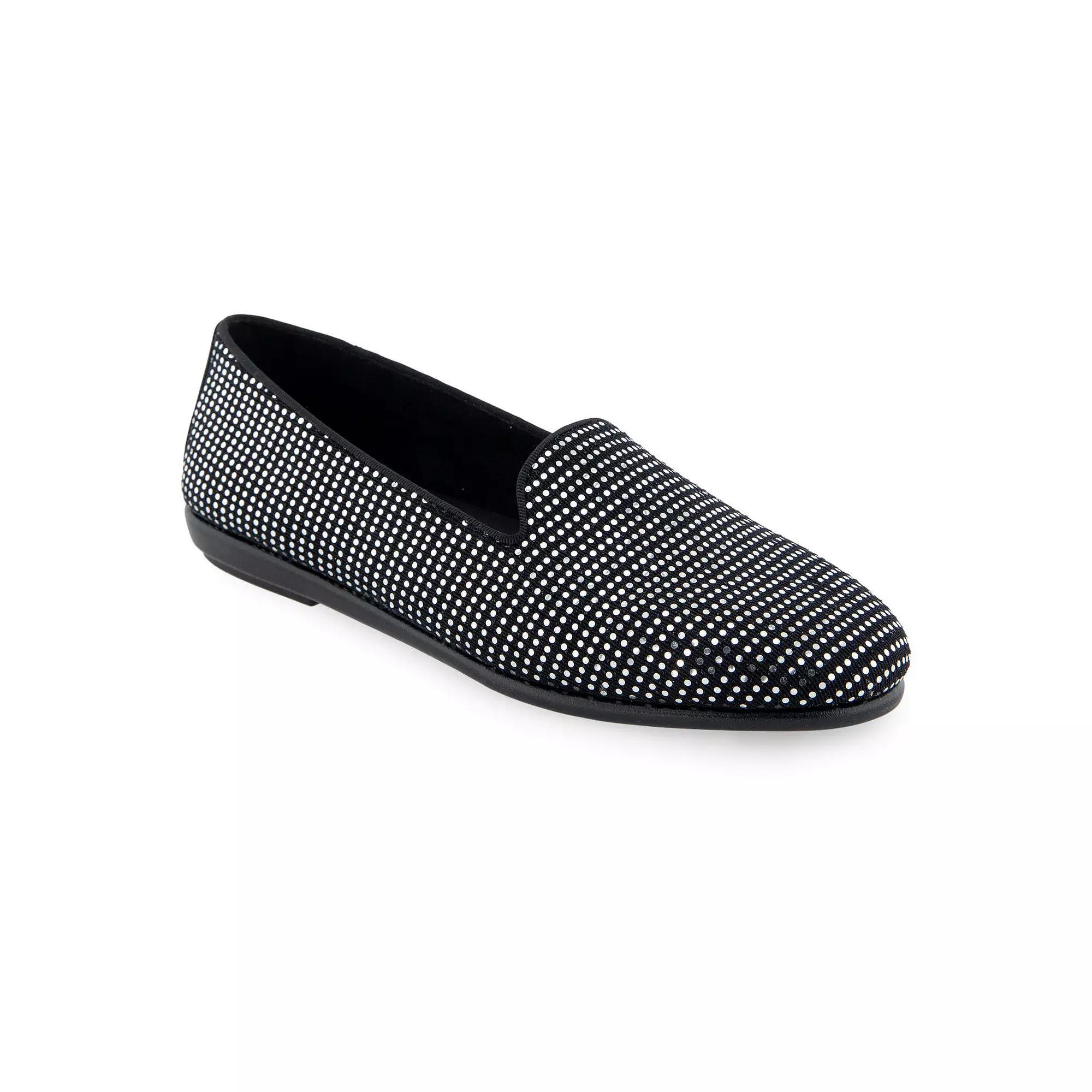 Aerosoles Betunia Women's Loafers, Size: 8.5 Wide, Silver Black Stretch F Product Image