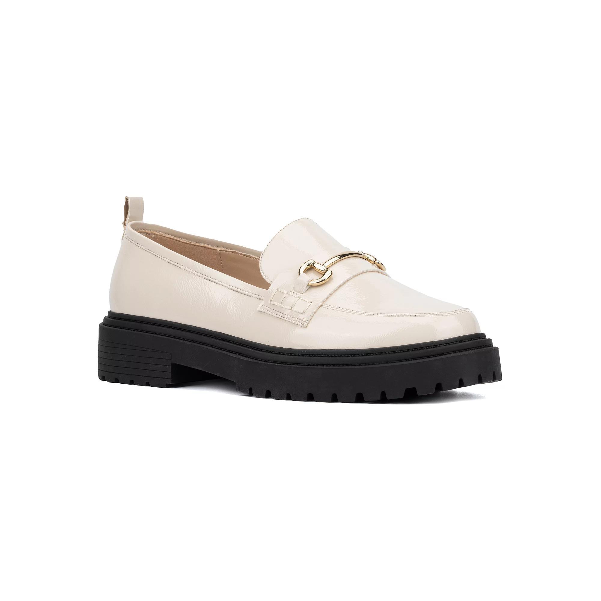 Fashion to Figure Indigo Women's Wide Width Loafers, Size: 12 Wide, Ivory Patent Product Image