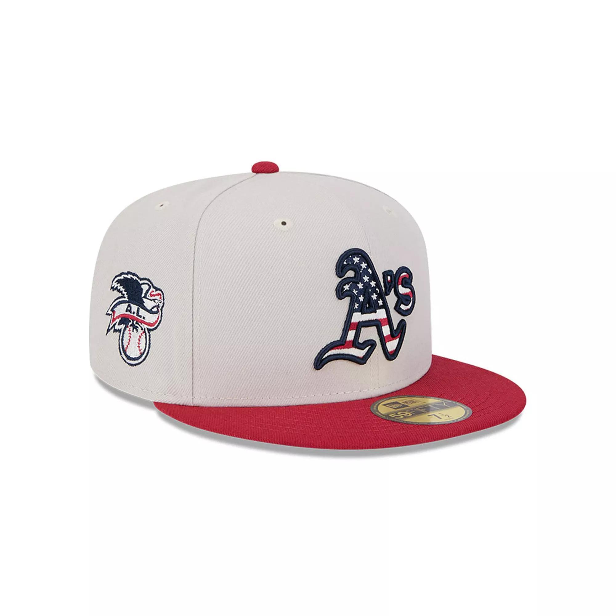 Men's New Era  Khaki/Red Oakland Athletics 2024 Fourth of July 59FIFTY Fitted Hat, Size: 7 5/8, Beig K Product Image