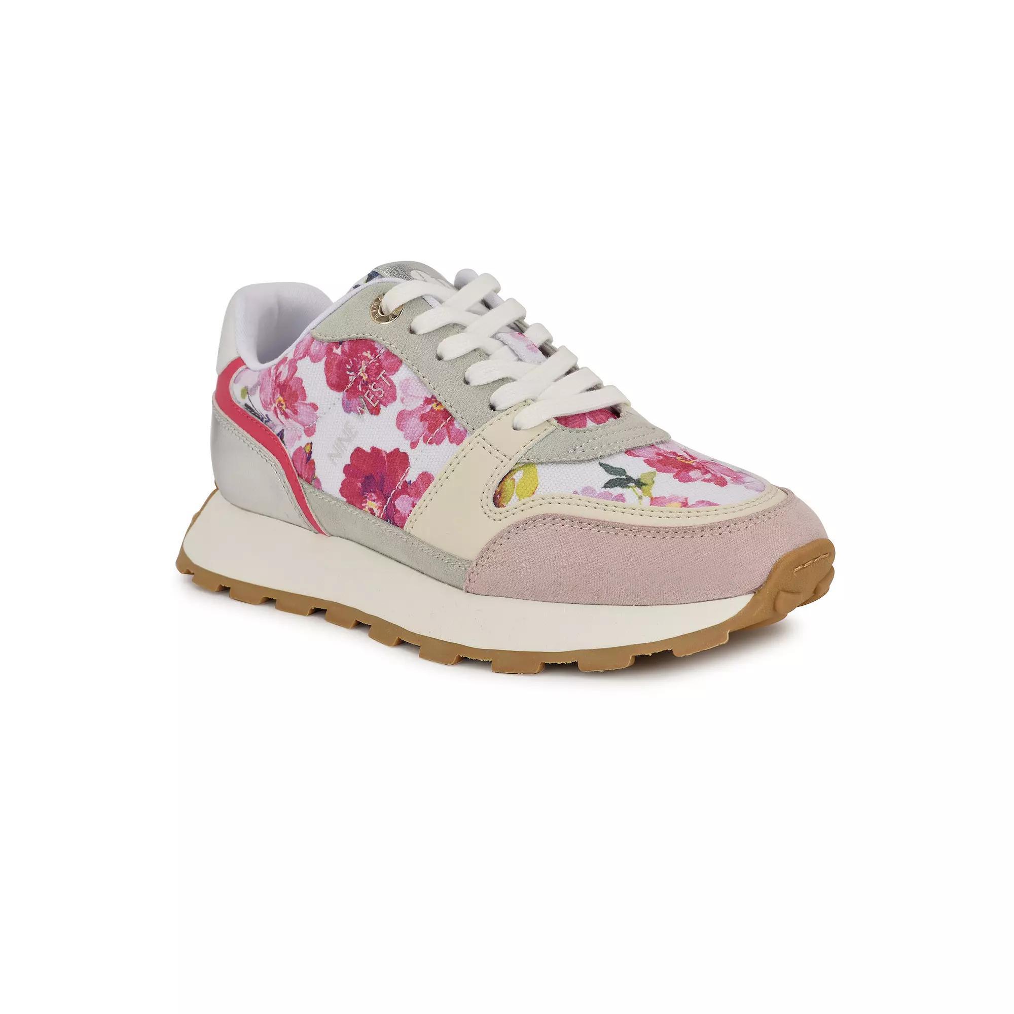 Nine West Kalah Casual Lace-Up Round Toe Sneakers, Women's, Size: 9.5, Pink Floral Team Product Image
