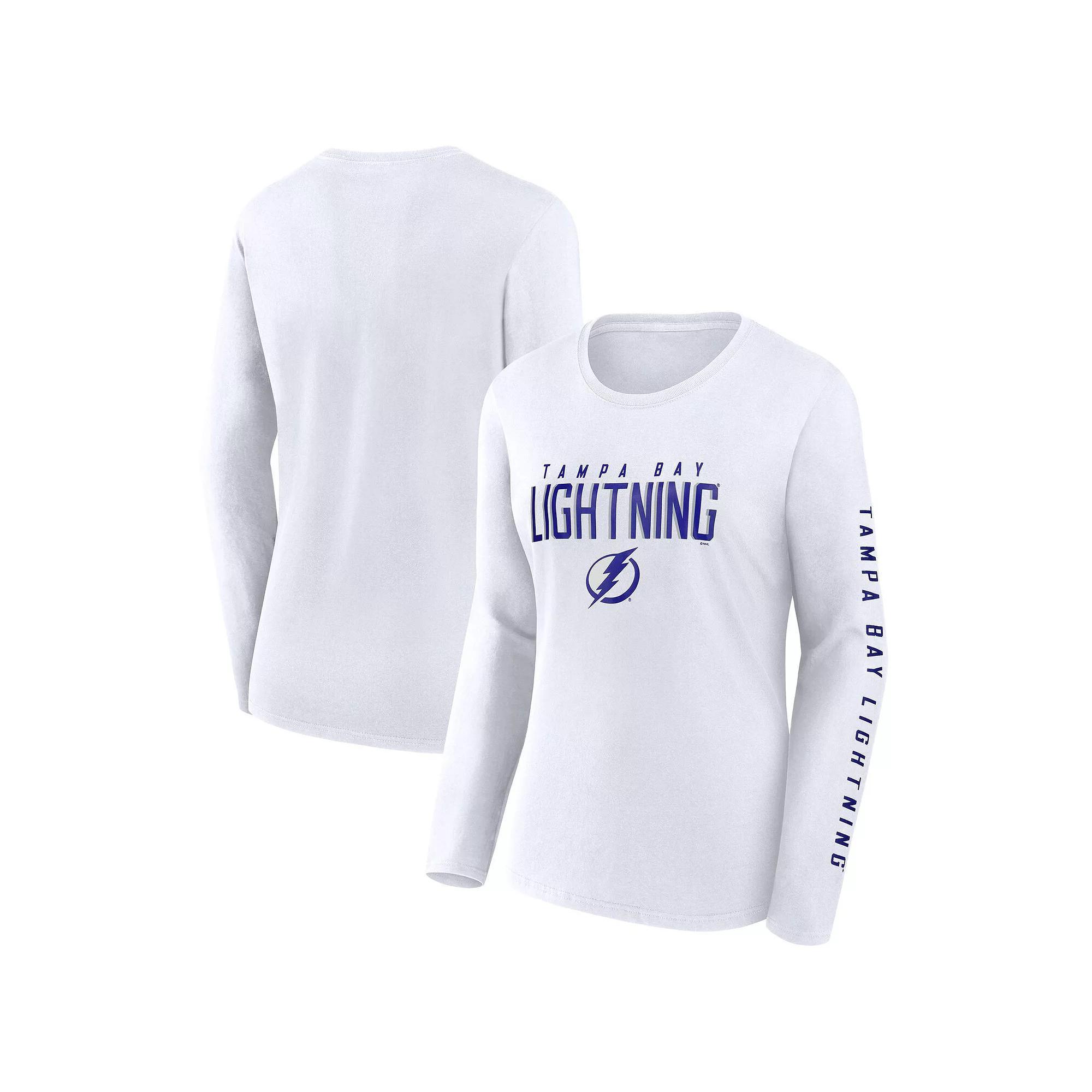 Women's Fanatics  White Tampa Bay Lightning Long Sleeve T-Shirt, Size: XL, Lgh White Product Image