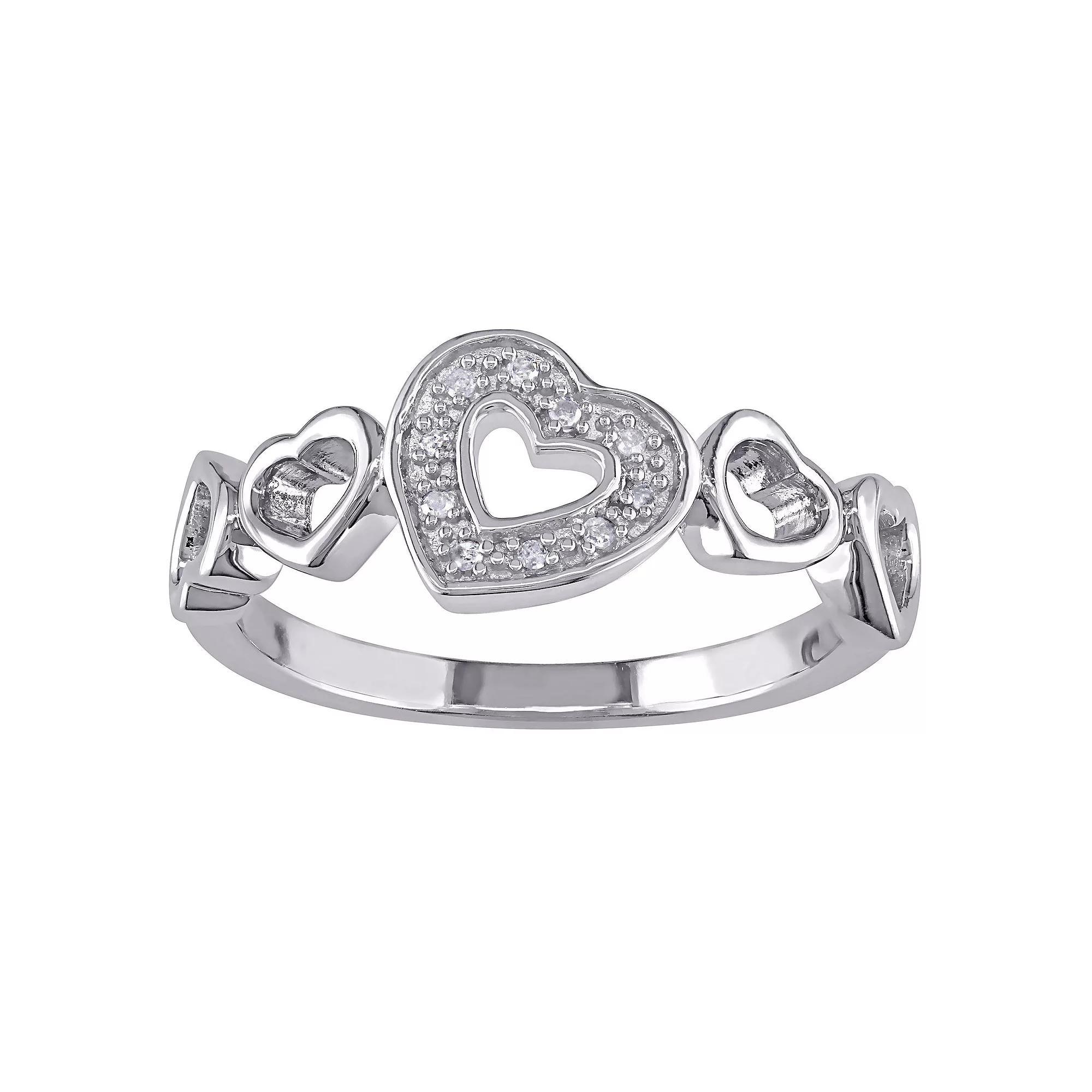 Stella Grace Sterling Silver Diamond Accent Heart Ring, Women's, Size: 7 Product Image