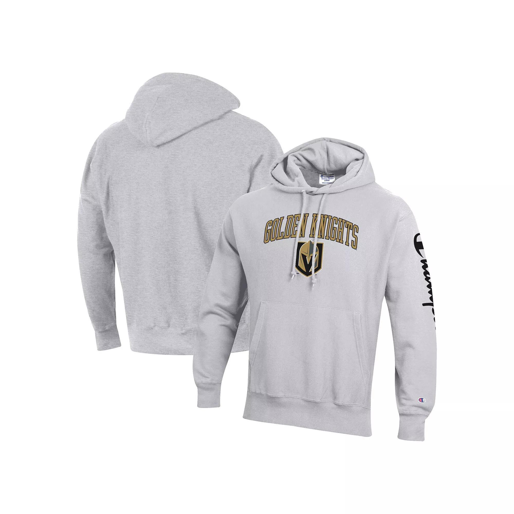 Men's Champion Heather Gray Vegas Golden Knights Reverse Weave Pullover Hoodie, Size: Large, Lvk Grey Product Image