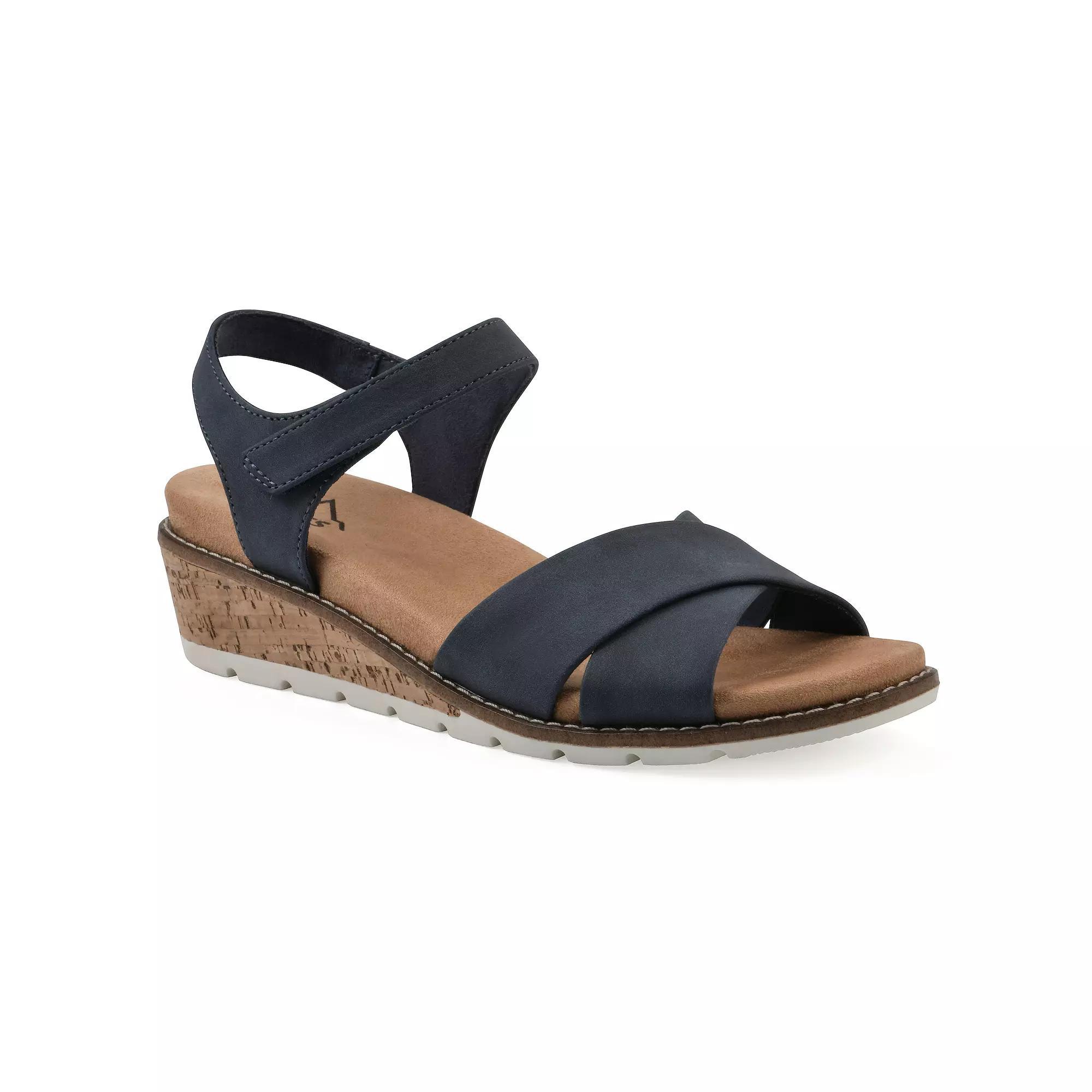 Cliffs by White Mountain Tinna Women's Wedge Sandals, Size: 6.5, Blue Nubuck Product Image