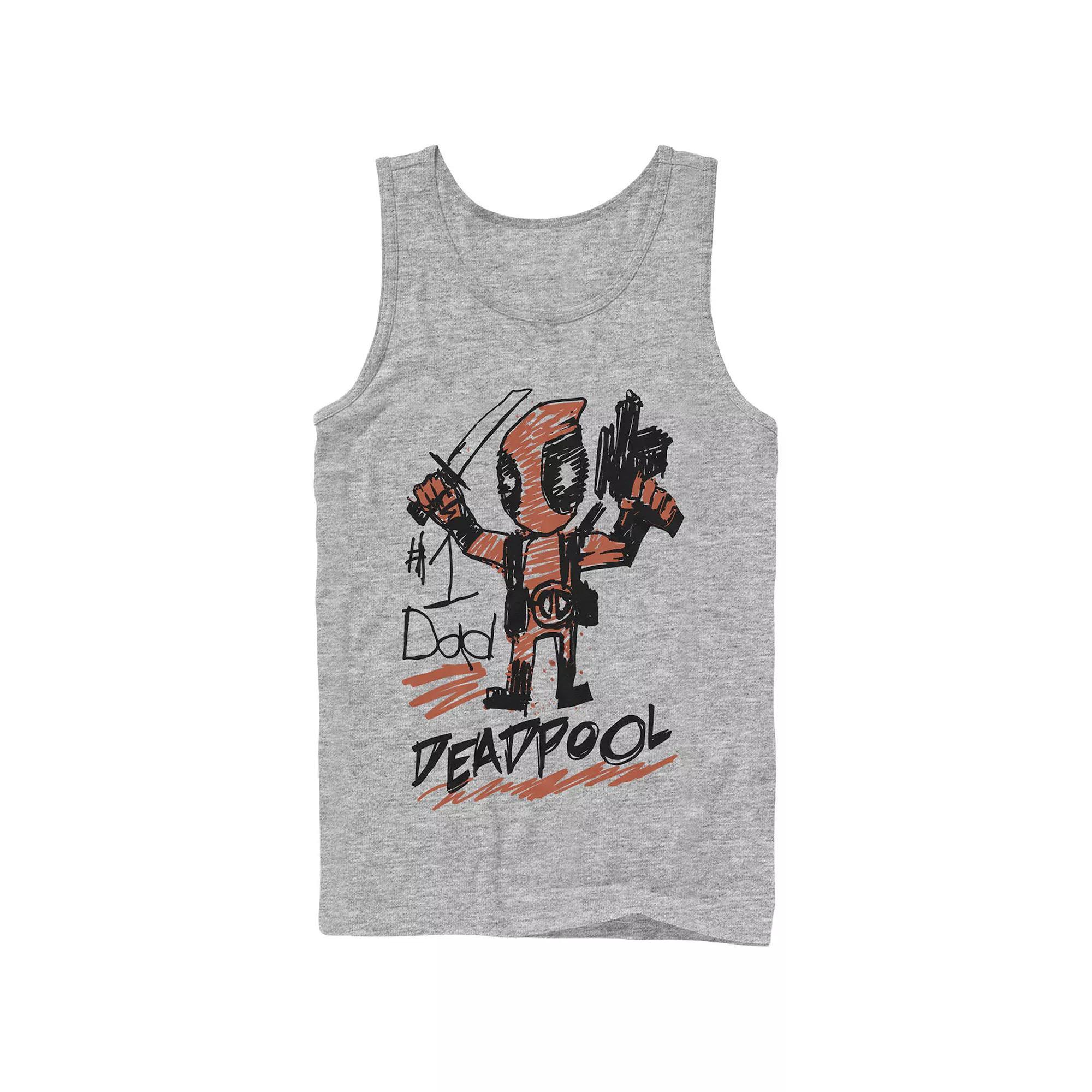 Mens Marvel Deadpool #1 Dad Graphic Tank Athletic Grey Product Image
