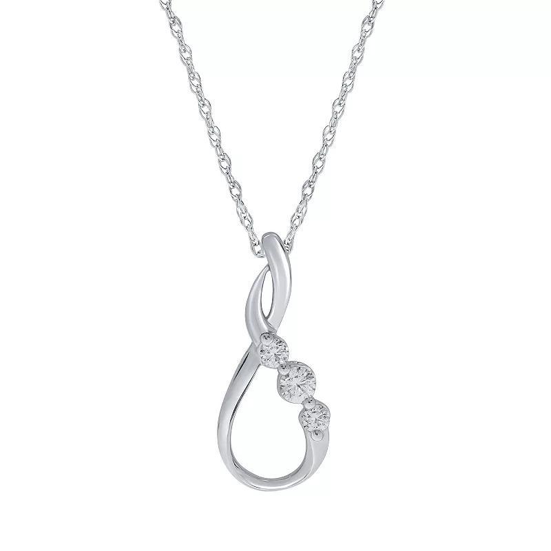Together As One 10k Gold 1/4 Carat T.W. IGI Certified Diamond Infinity Pendant Necklace, Women's, Size: 18", 10k White Gold Product Image