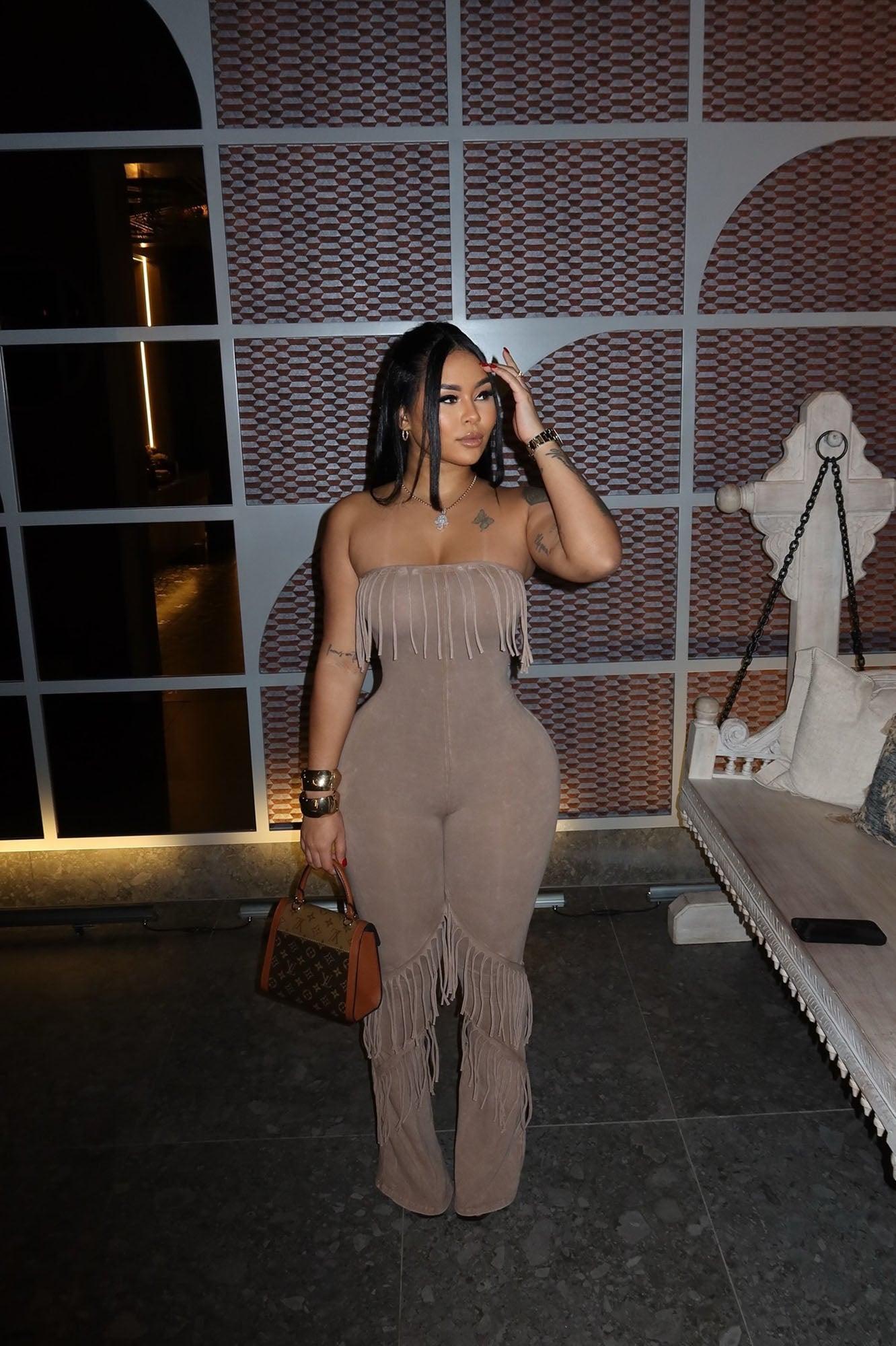 Good Times Fringed Jumpsuit - Mocha Product Image