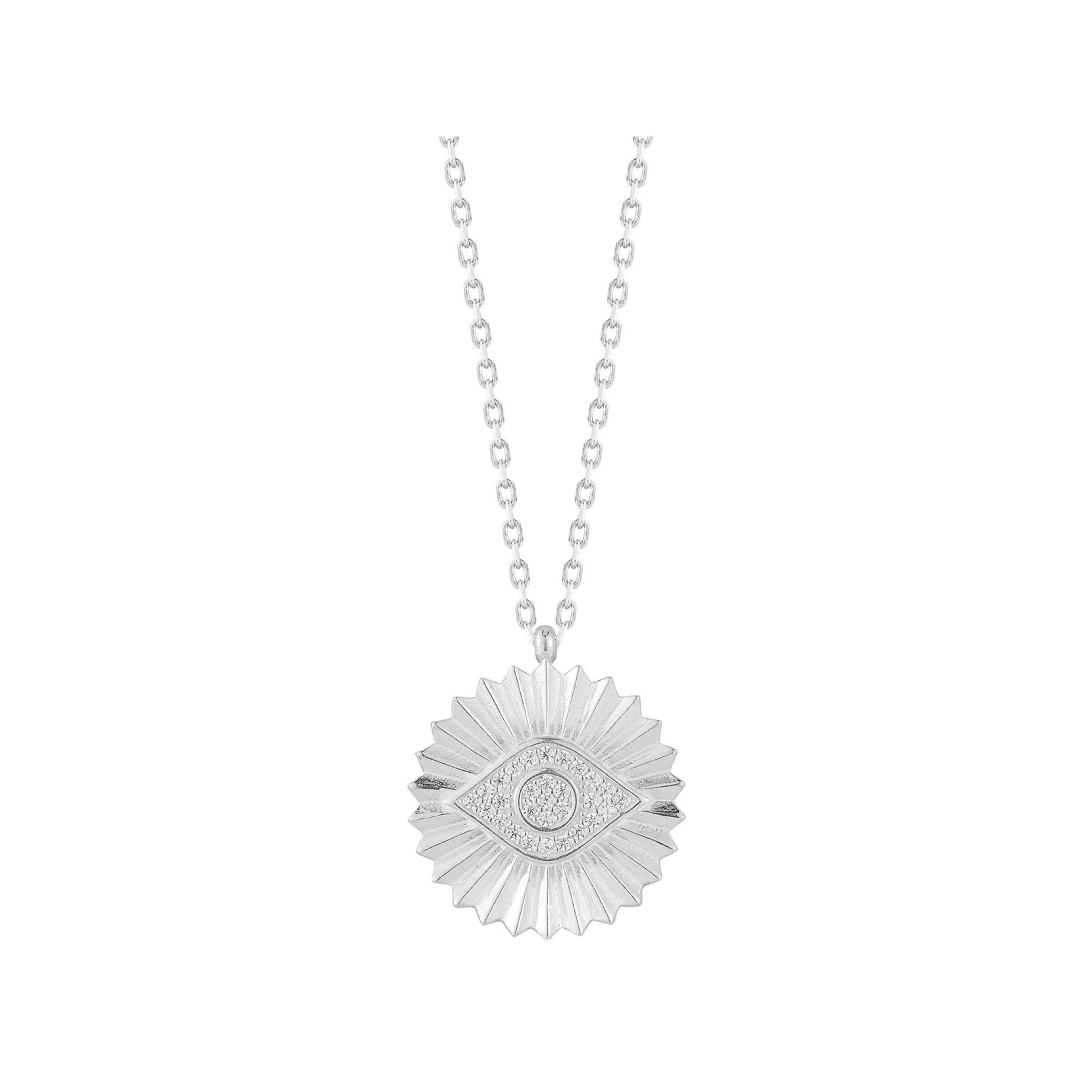 Sunkissed Sterling Cubic Zirconia Eye Medallion Pendant Necklace, Women's, Size: 18", Silver Tone Product Image