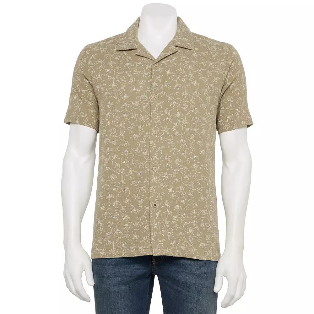 Men's Thomas Sterling Textured Button Down Shirt, Size: Small, Brown Print Product Image