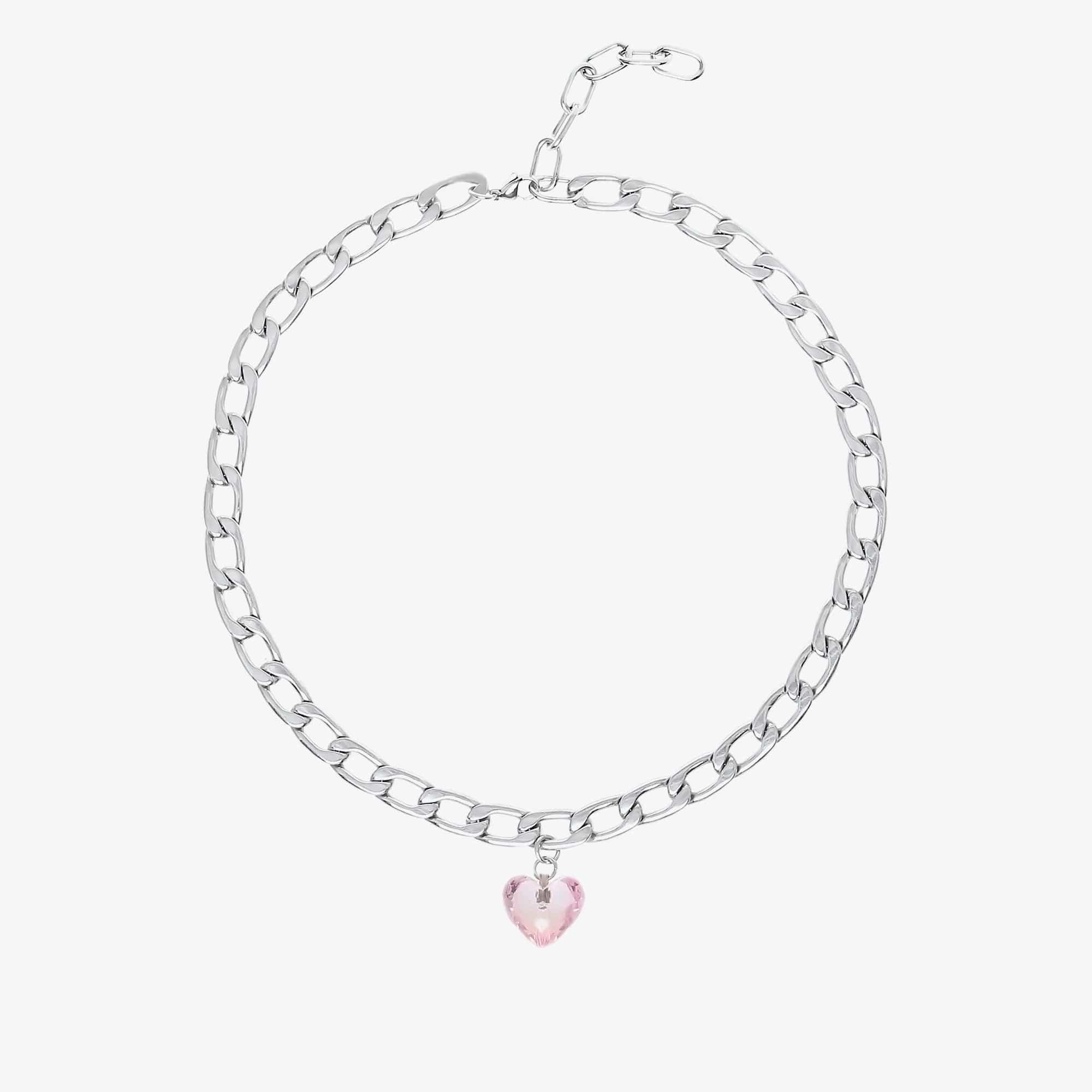 TRANSPARENT HEART CUBAN NECKLACE Product Image