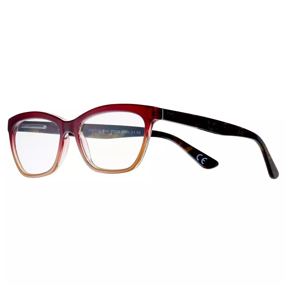 Women's Modera by Foster Grant Kara Ombre Wayfarer Reading Glasses, Size: +1.5, Red Product Image