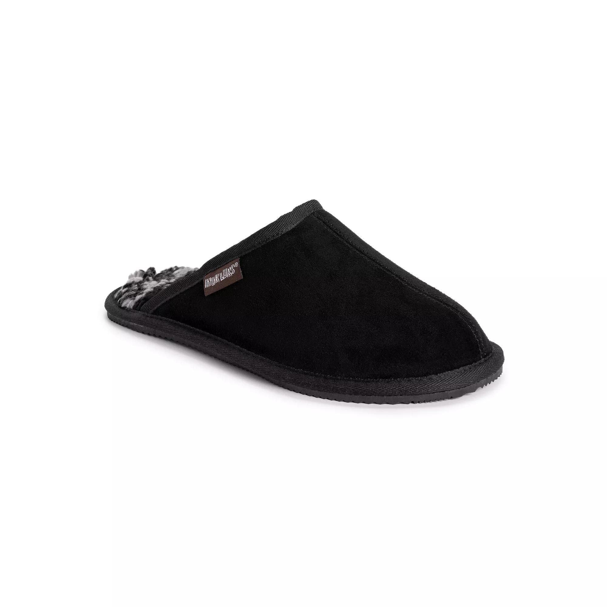 MUK LUKS Dave Mens Printed Berber Suede Scuff Slippers Product Image