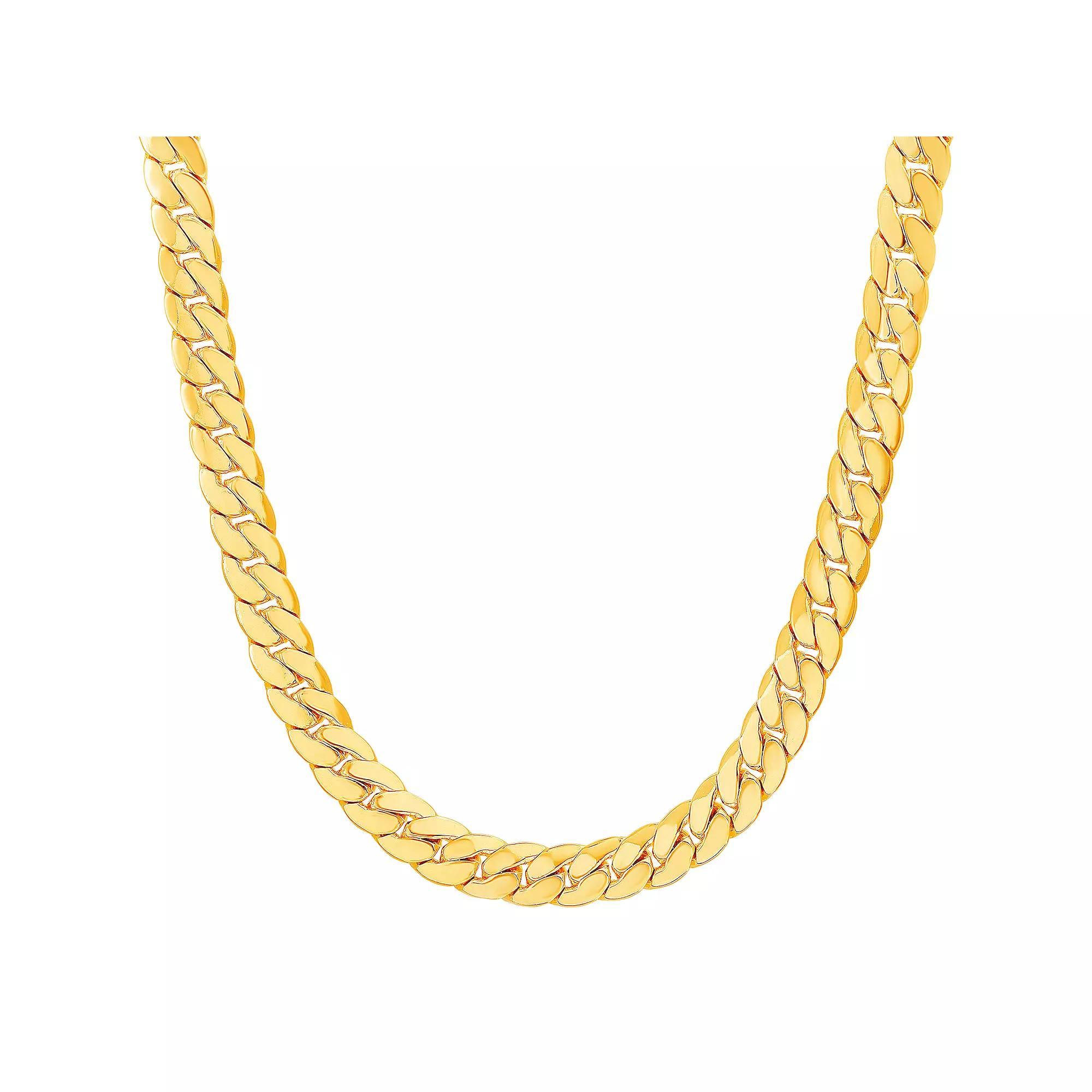 Mens 14k Gold Plated Cuban Chain Necklace Gold Tone Product Image