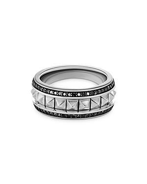 David Yurman Mens Sterling Silver Pyramid Band with Black Diamonds Product Image