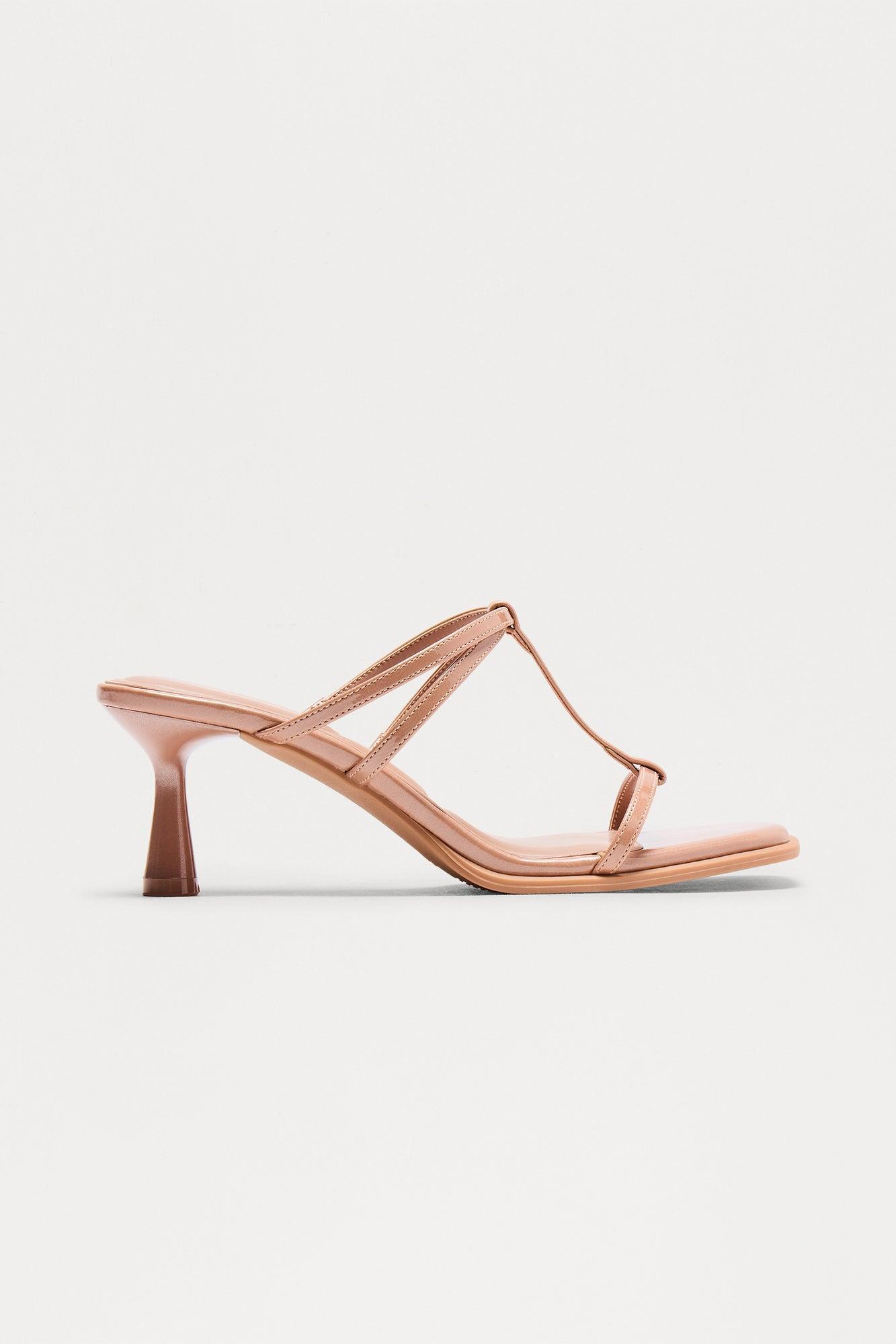 Xanthia Faux Patent Mules - Nude Product Image