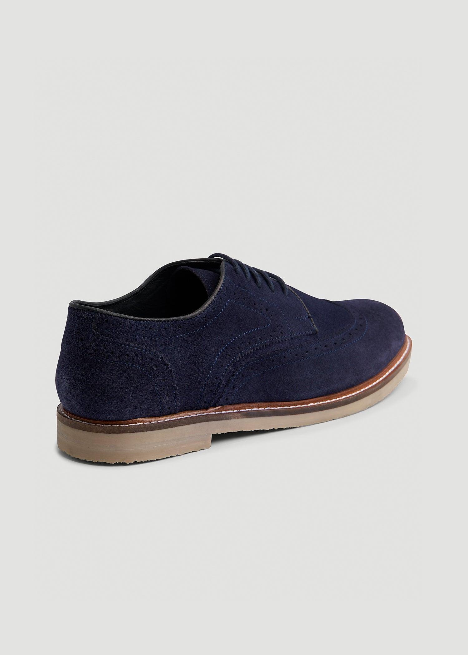 Suede Wingtip Oxfords for Tall Men in Dark Navy Product Image
