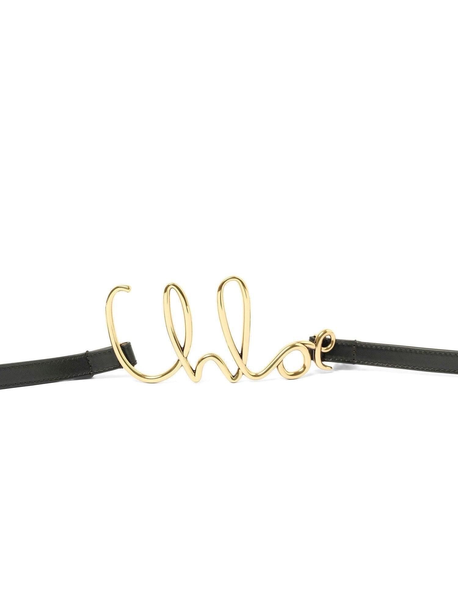 CHLOÉ Iconic Leather Belt Gold-tone Hardware In Black Product Image