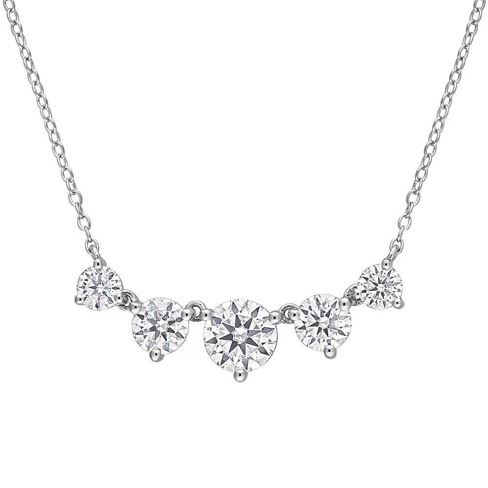 Stella Grace Sterling Silver 2 1/2 Carat T.W. Lab-Created Moissanite Multi-Stone Necklace, Women's, Size: 17" Product Image