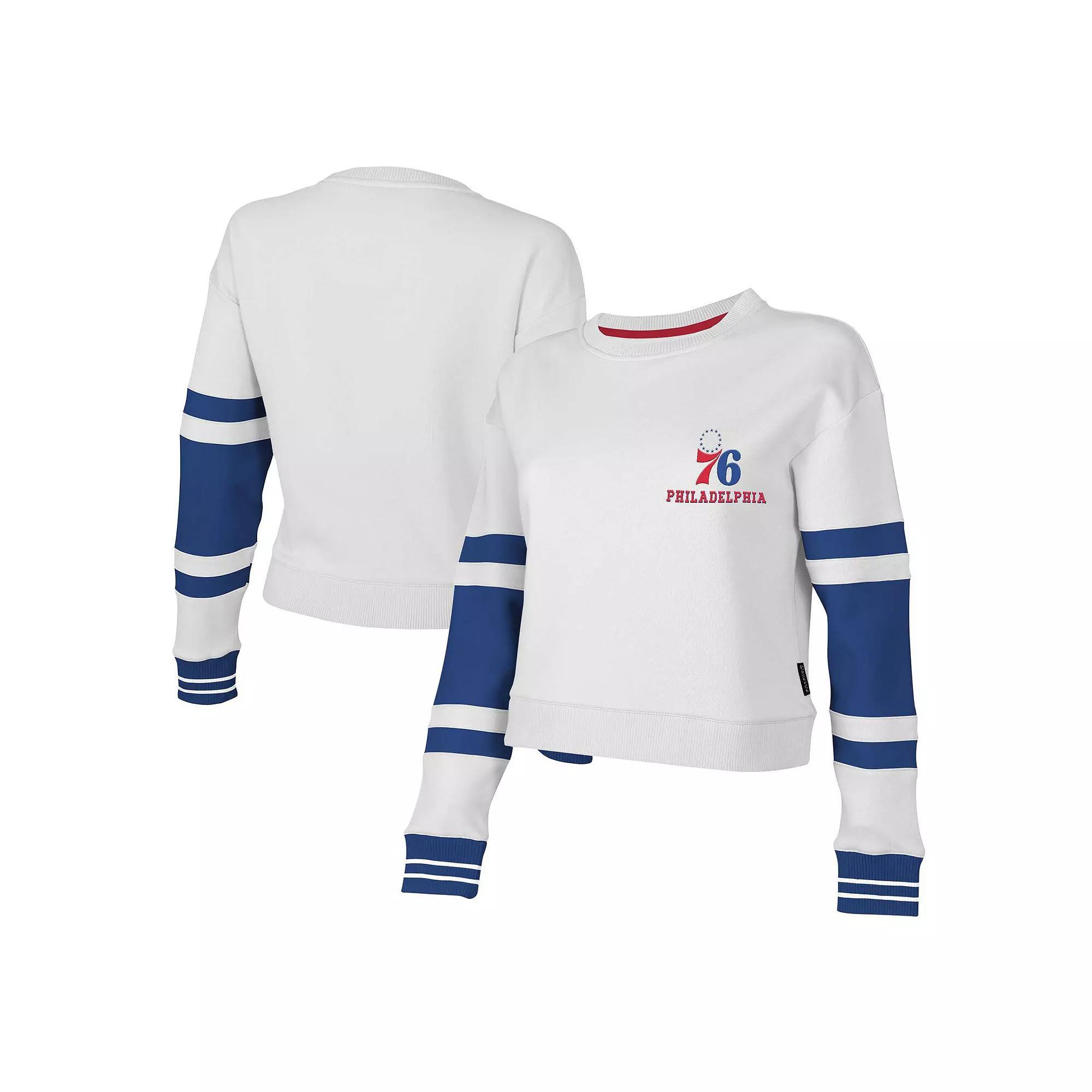 Women's Stadium Essentials White Philadelphia 76ers Scrimmage Cropped Pullover Sweatshirt, Size: 2XL, 76r White Product Image