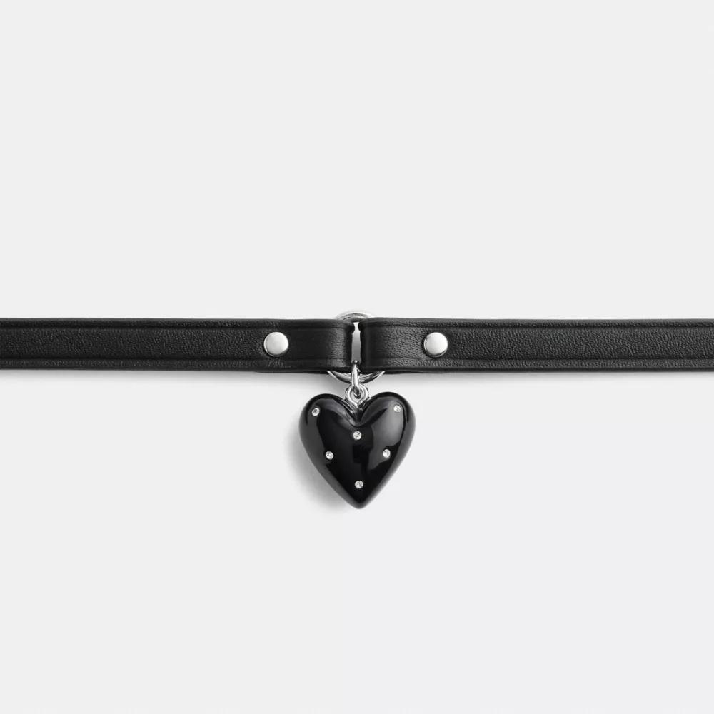 Resin Heart Charm Leather Choker Product Image