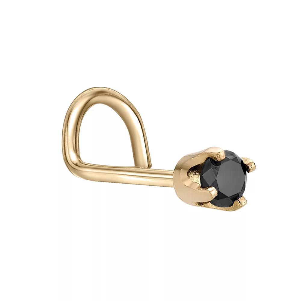Lila Moon 14k Gold 2.4 mm Black Diamond Accent Curved Nose Stud, Women's, 14k Whgold Product Image