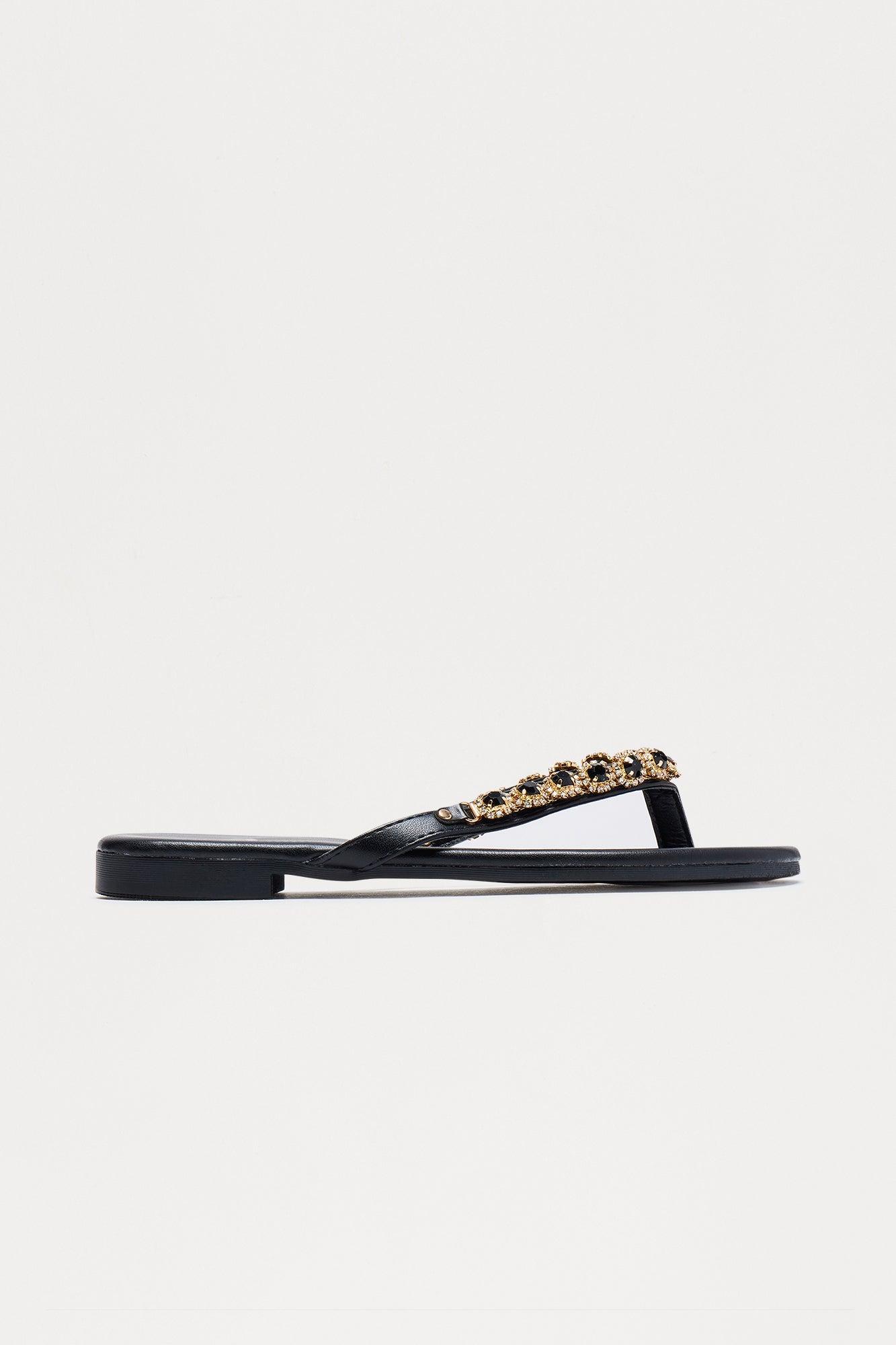 Kesha Jewel Flip Flops - Black Product Image
