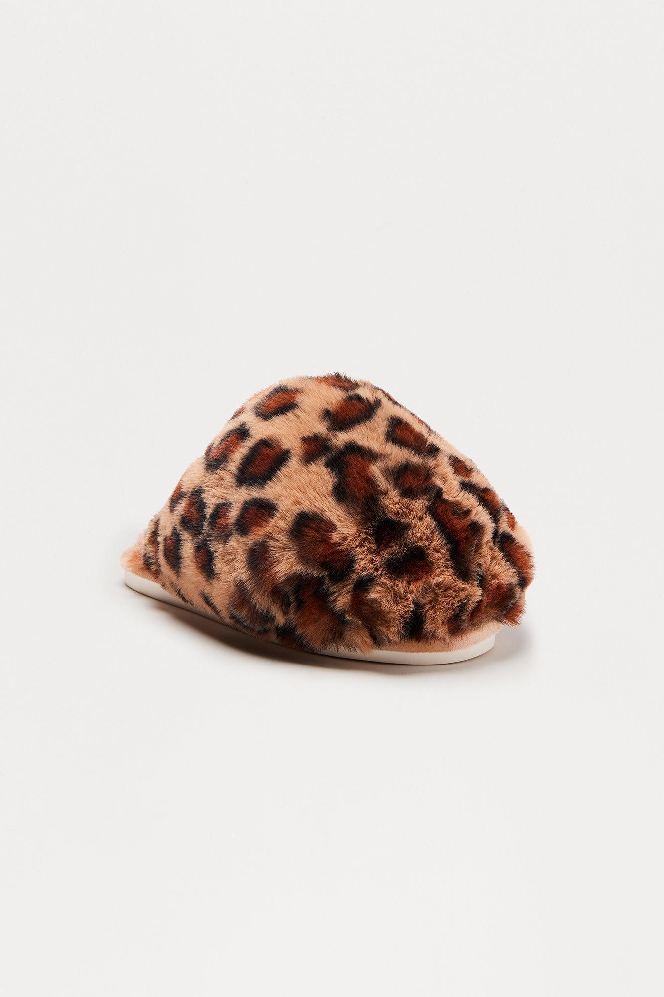 Fluff Faux Fur Slippers - Leopard Product Image