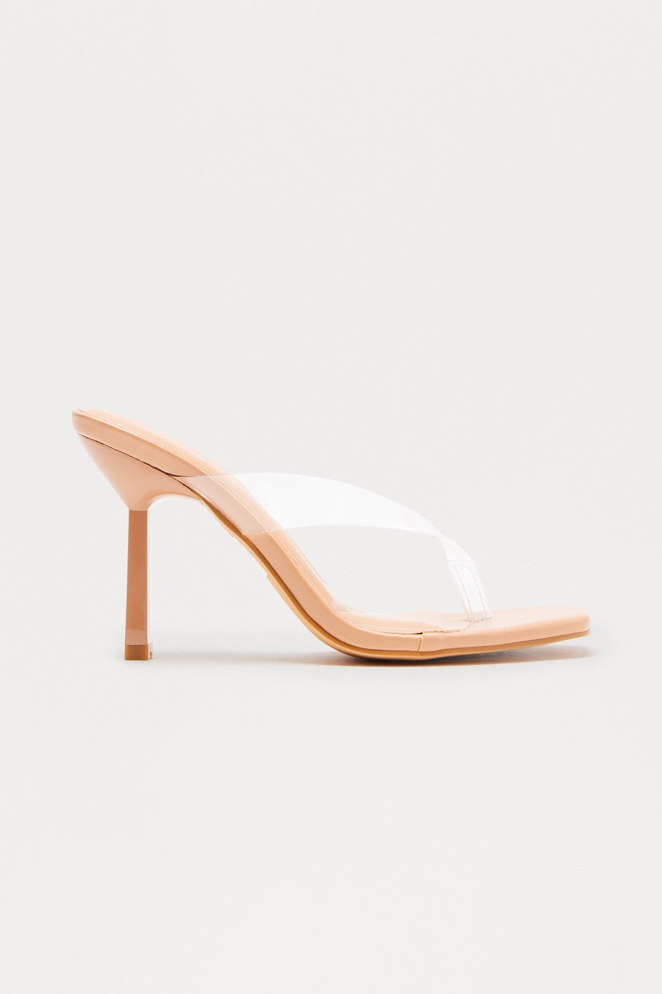 Aperol Clear Thong Mules - Nude Product Image