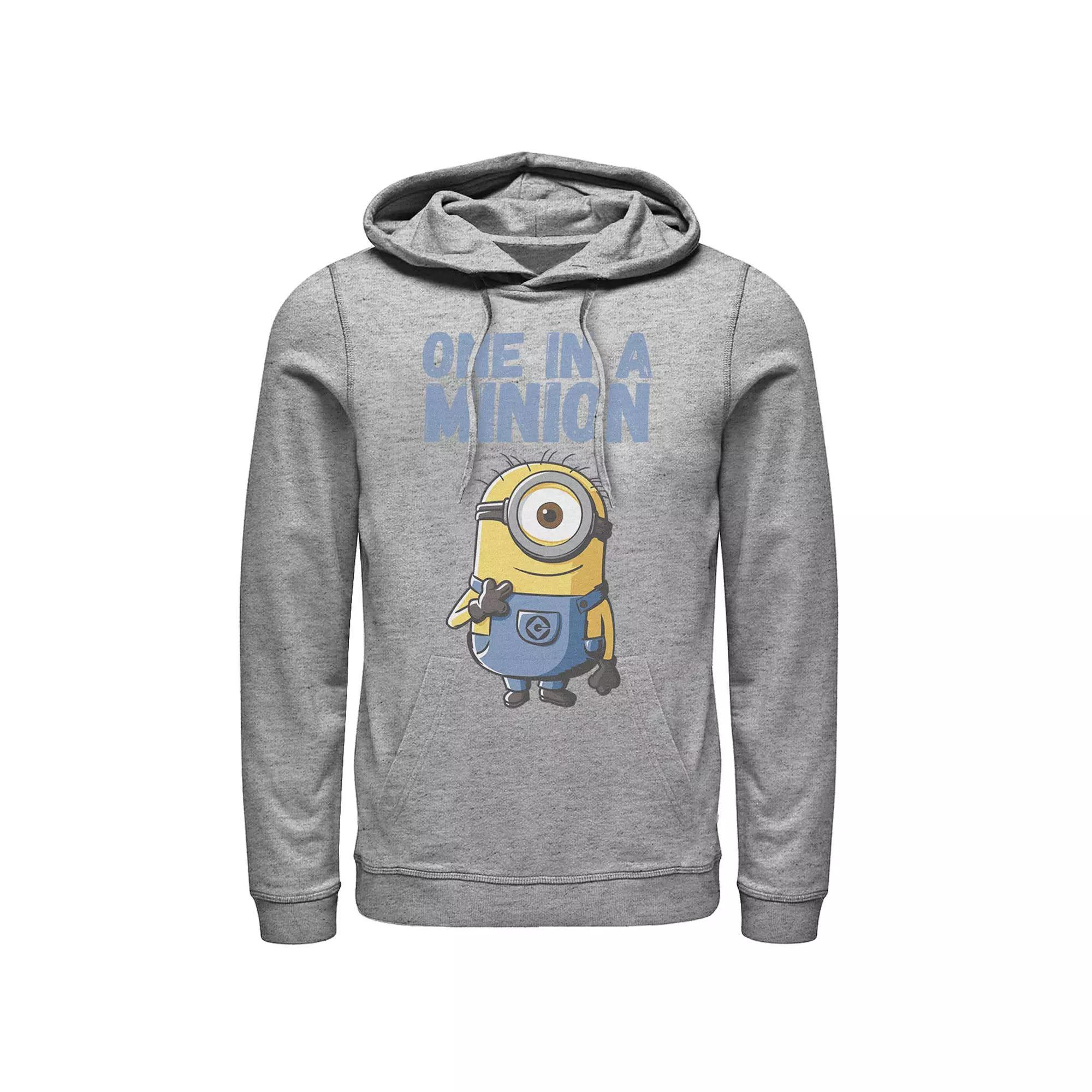 Men's Despicable Me Minions Stuart One In A Minion Hoodie, Size: Large, Athletic Grey Product Image