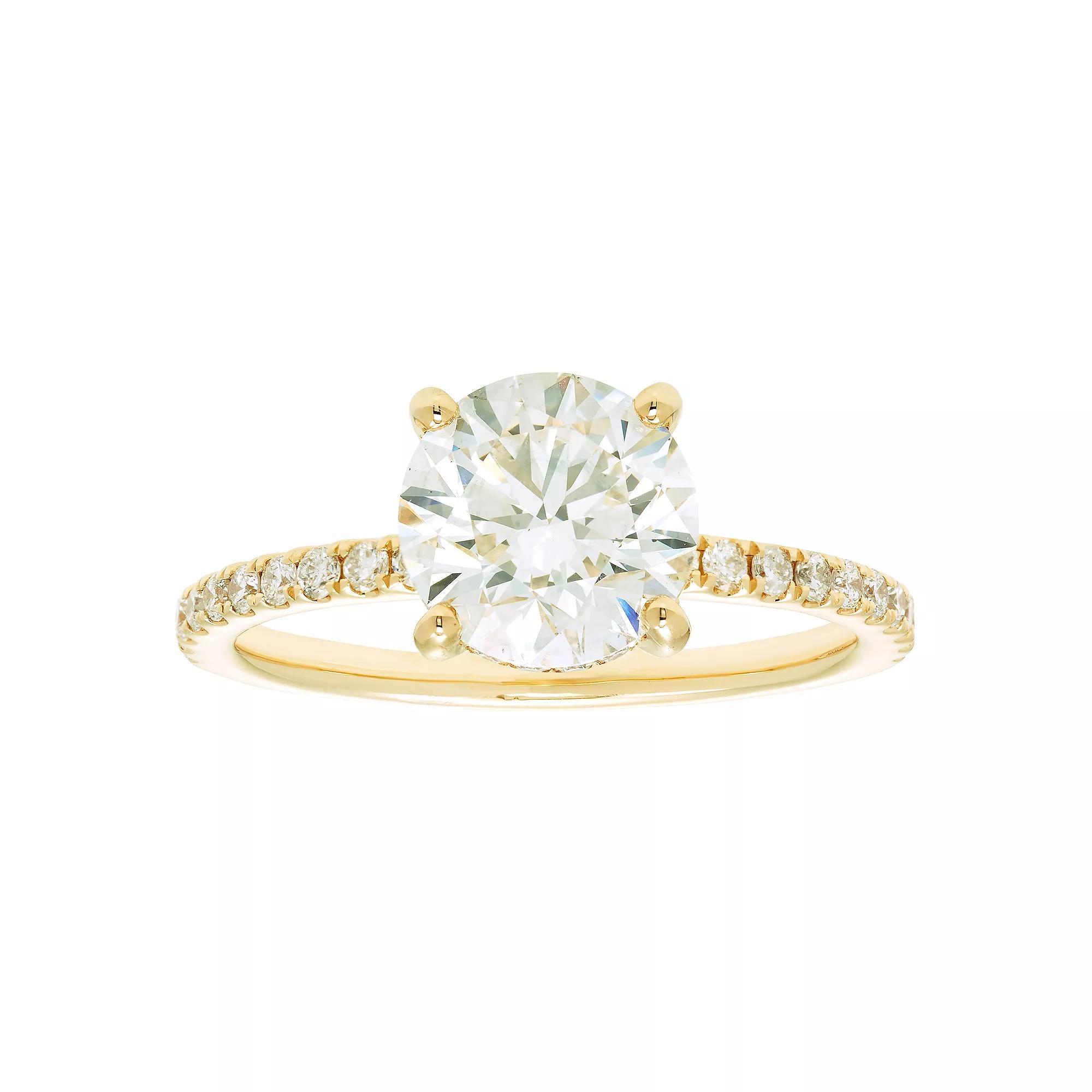 Evergreen Diamonds 14k White Gold 2 3/8 Carat T.W. IGL Certified Round Lab-Grown Diamond Hidden Halo Ring, Womens Product Image