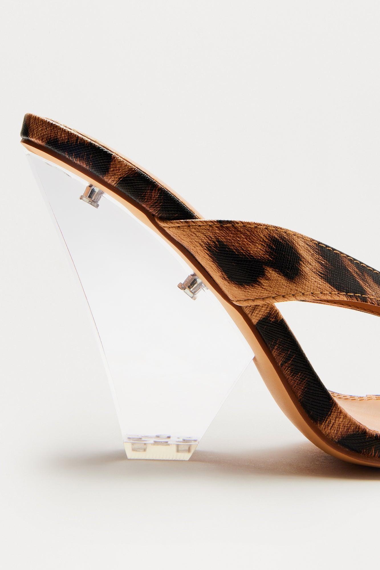 Rizzo Clear Thong Wedges - Leopard Product Image