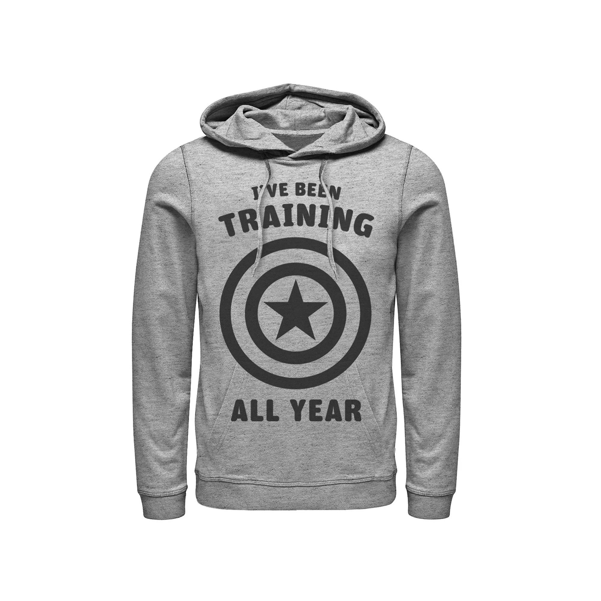 Mens Marvel Avengers Captain America Training All Year Logo Hoodie Athletic Grey Product Image