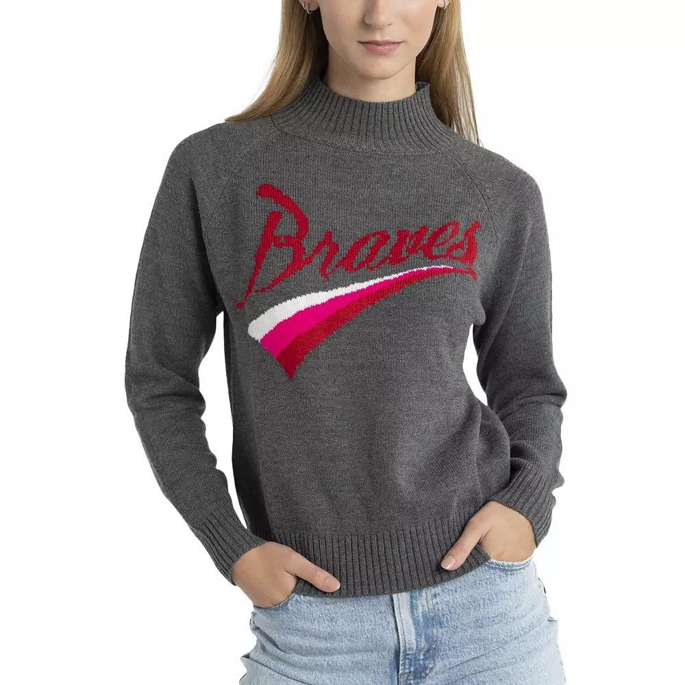 Women's Lusso  Gray Atlanta Braves Serena Raglan Pullover Sweater, Size: XS, Grey Product Image